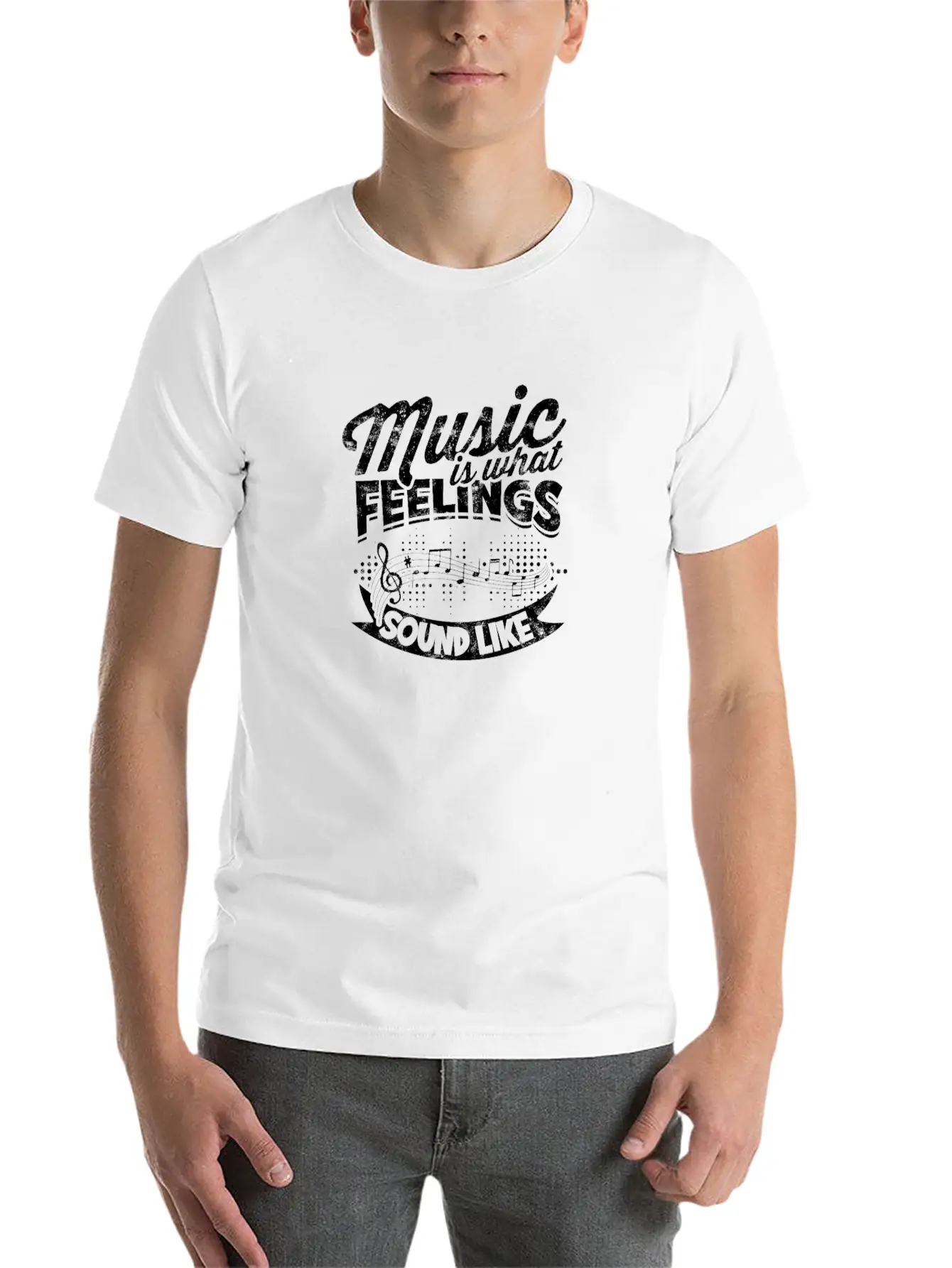 Music Is What Feelings Sound Like - Music Unisex Short Sleeve Soft Cotton T-Shirt – Casual Everyday Wear