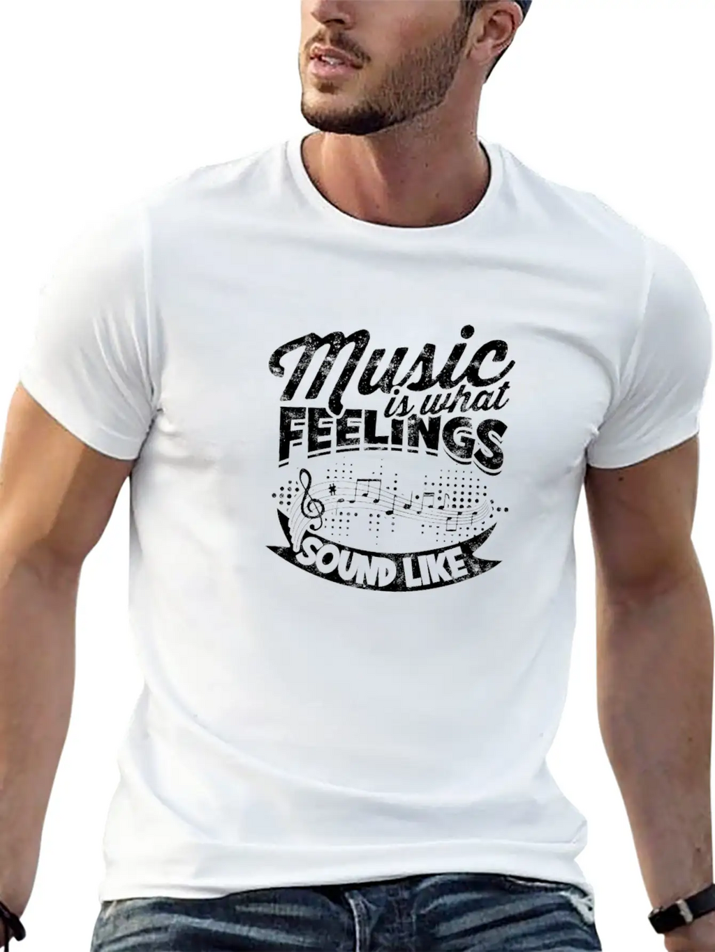 Music Is What Feelings Sound Like - Music Unisex Short Sleeve Soft Cotton T-Shirt – Casual Everyday Wear