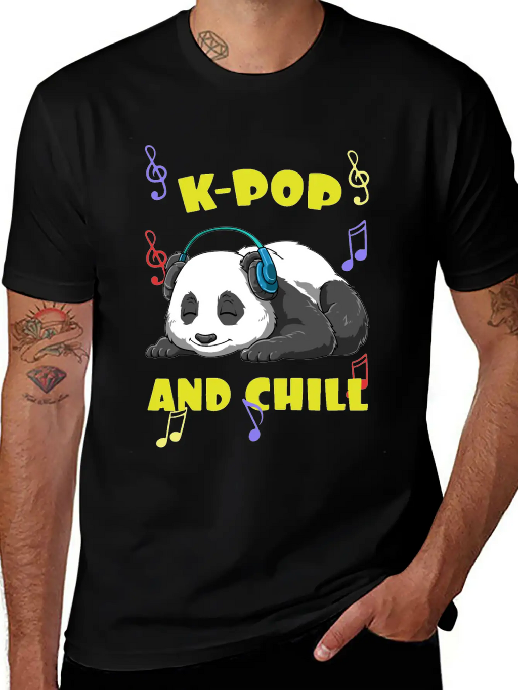 Music K-Pop Panda Unisex Casual T-Shirt – Clean Design For Daily Comfort