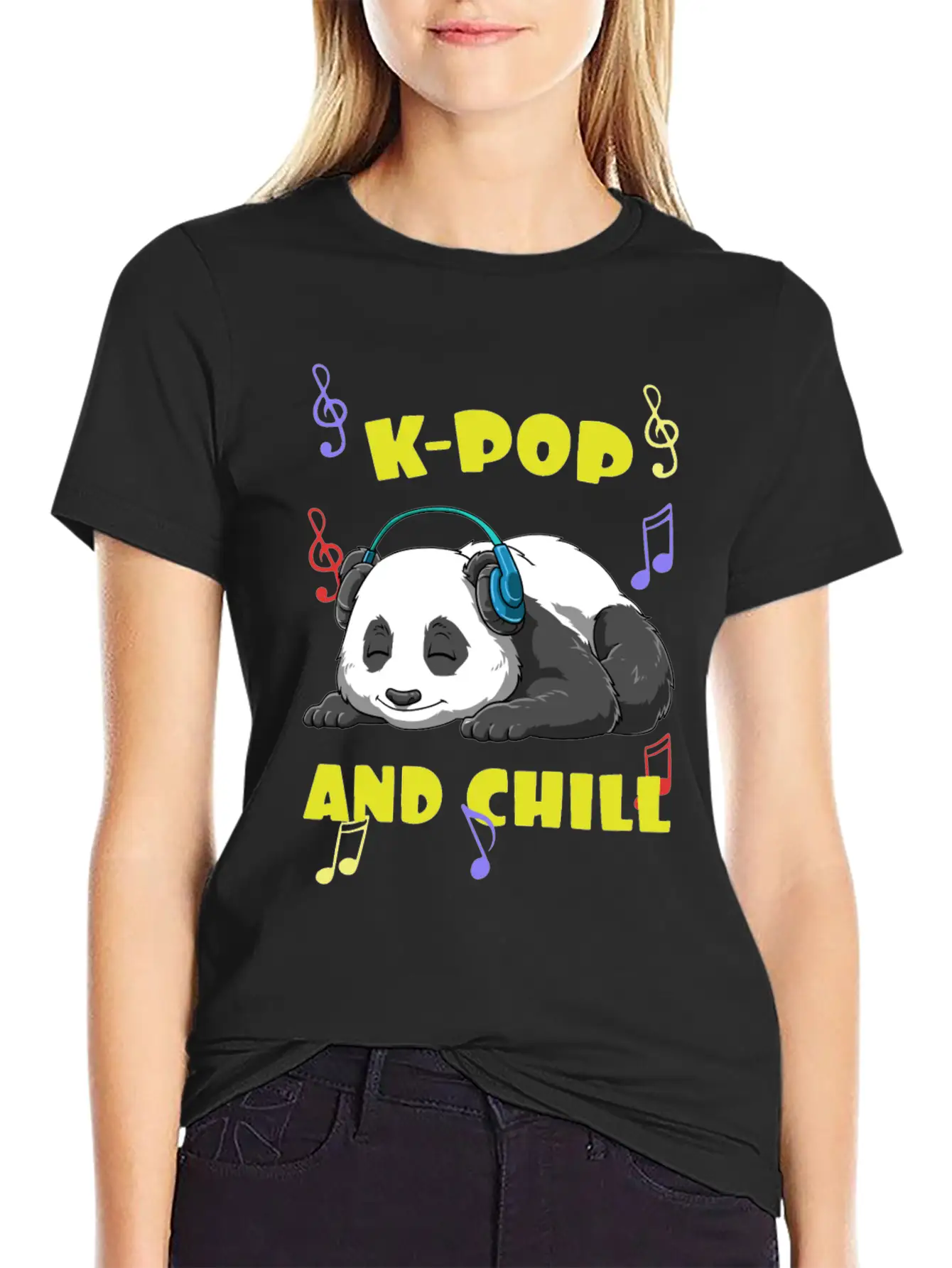 Music K-Pop Panda Unisex Casual T-Shirt – Clean Design For Daily Comfort
