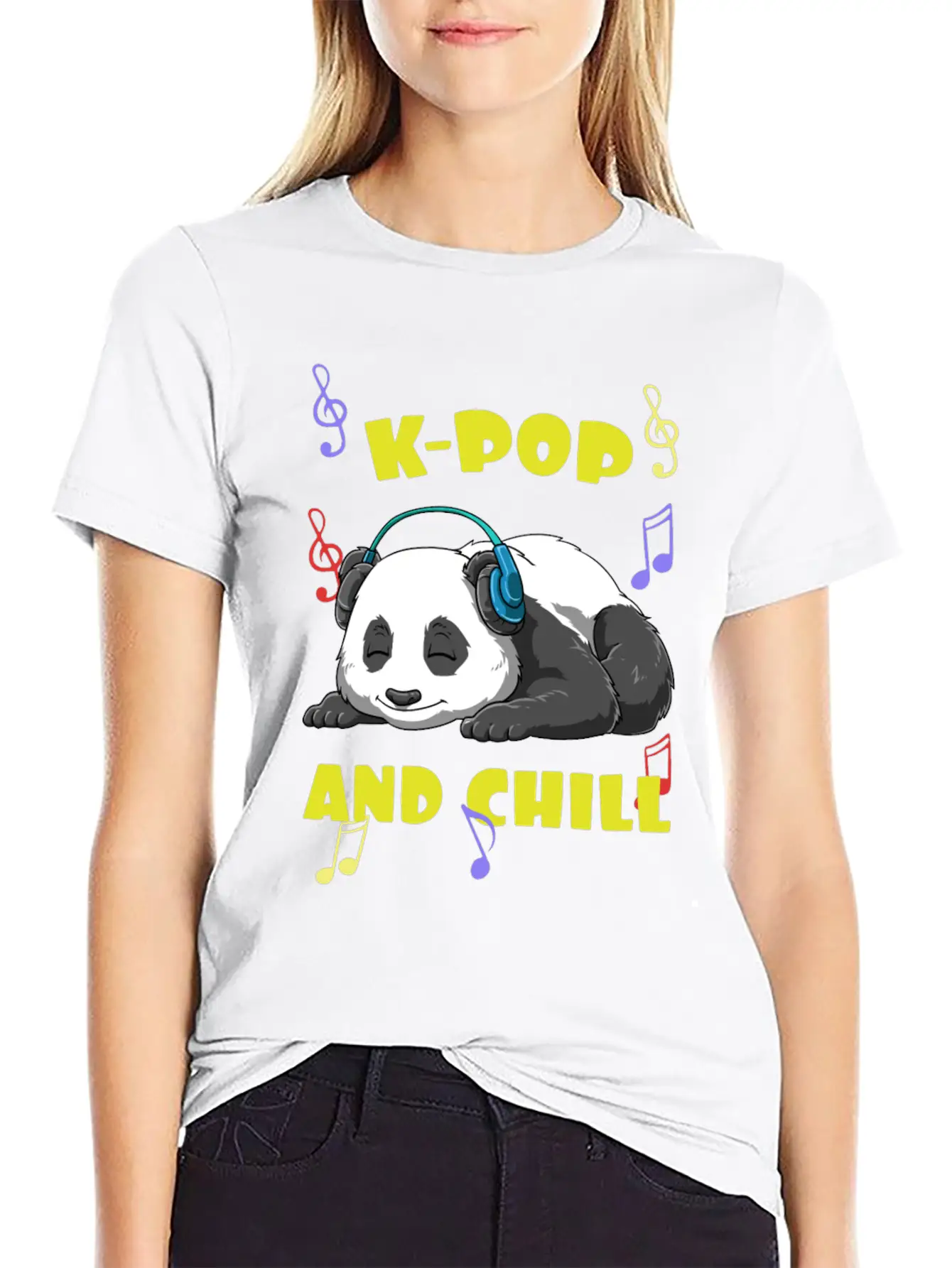 Music K-Pop Panda Unisex Casual T-Shirt – Clean Design For Daily Comfort