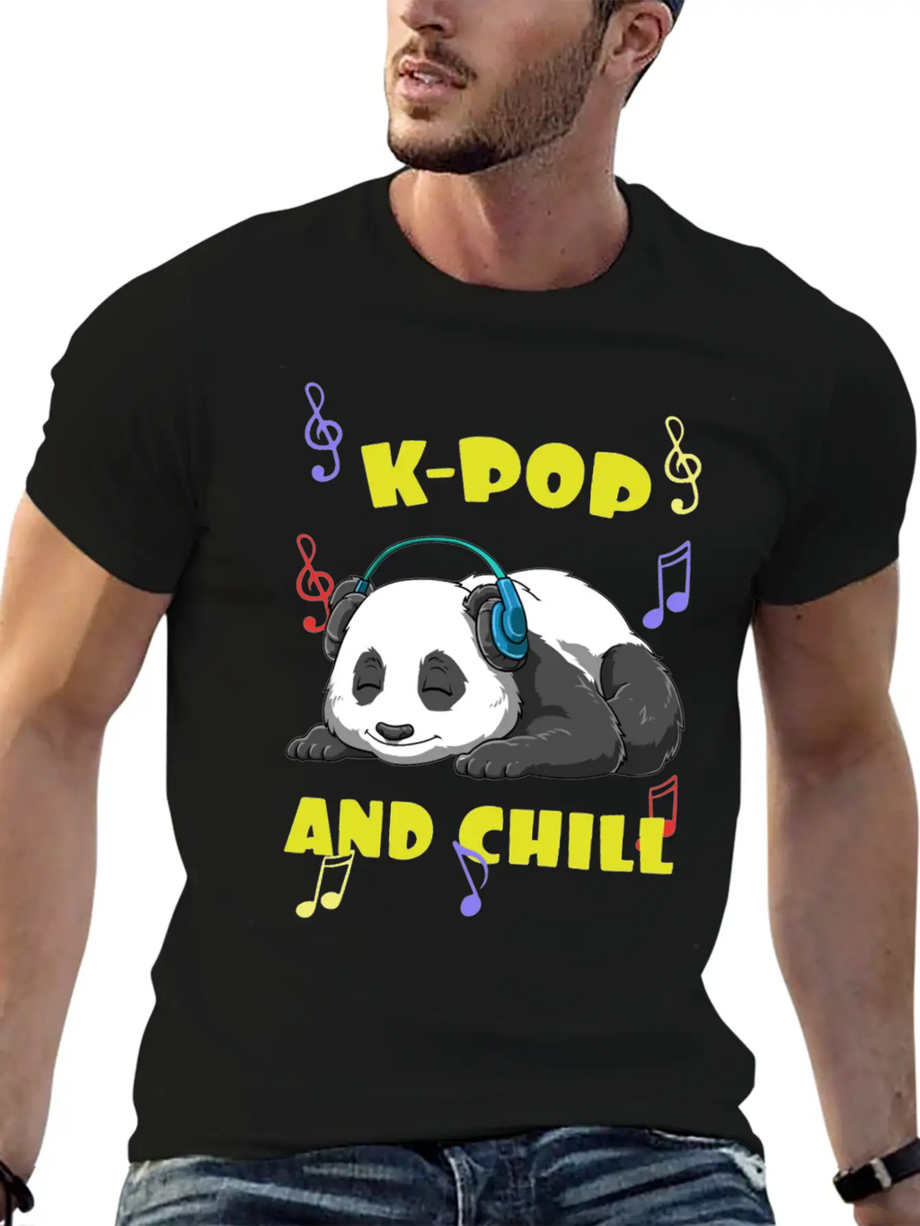 Music K-Pop Panda Unisex Casual T-Shirt – Clean Design For Daily Comfort