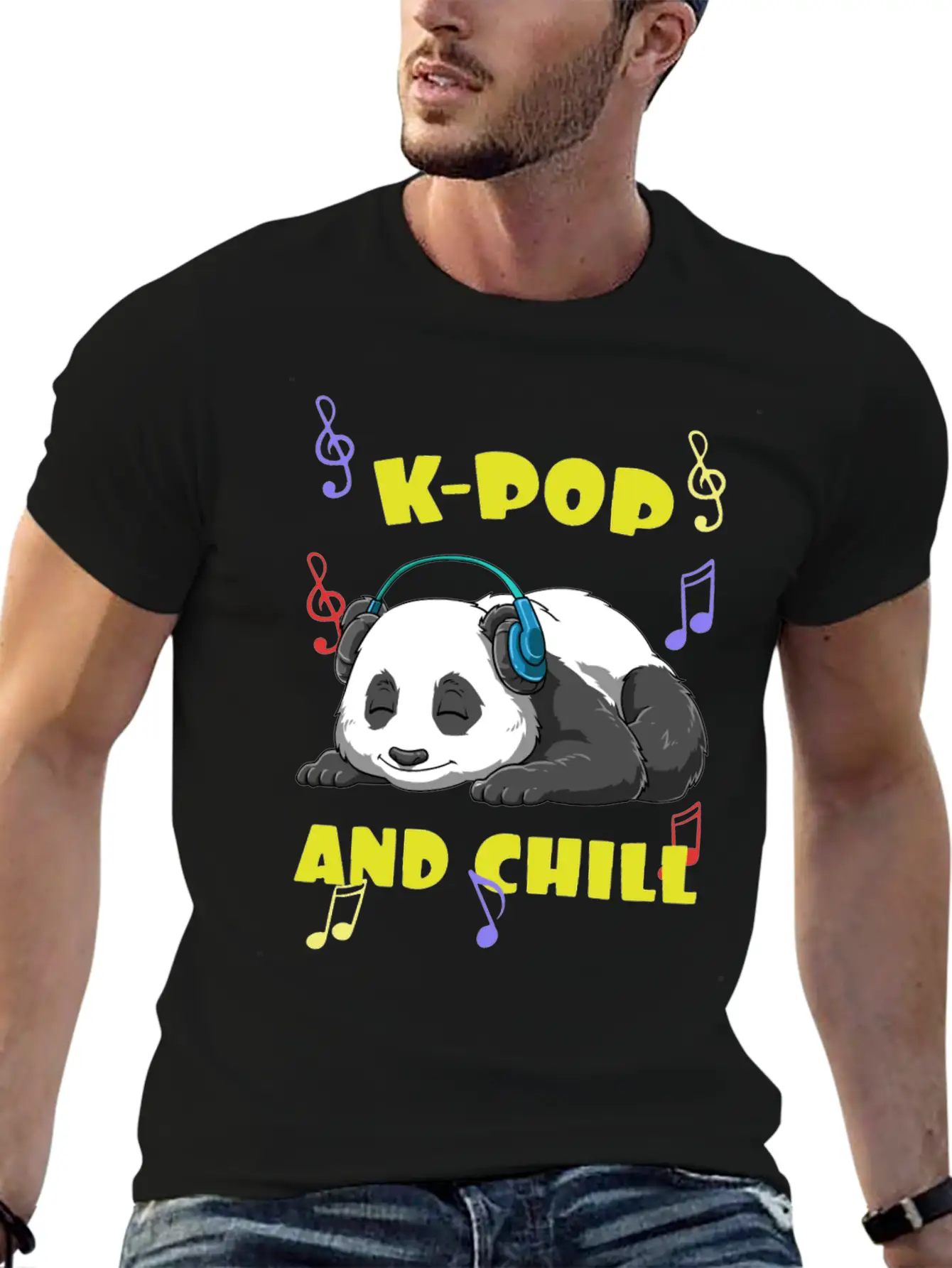 Music K-Pop Panda Unisex Casual T-Shirt – Clean Design For Daily Comfort