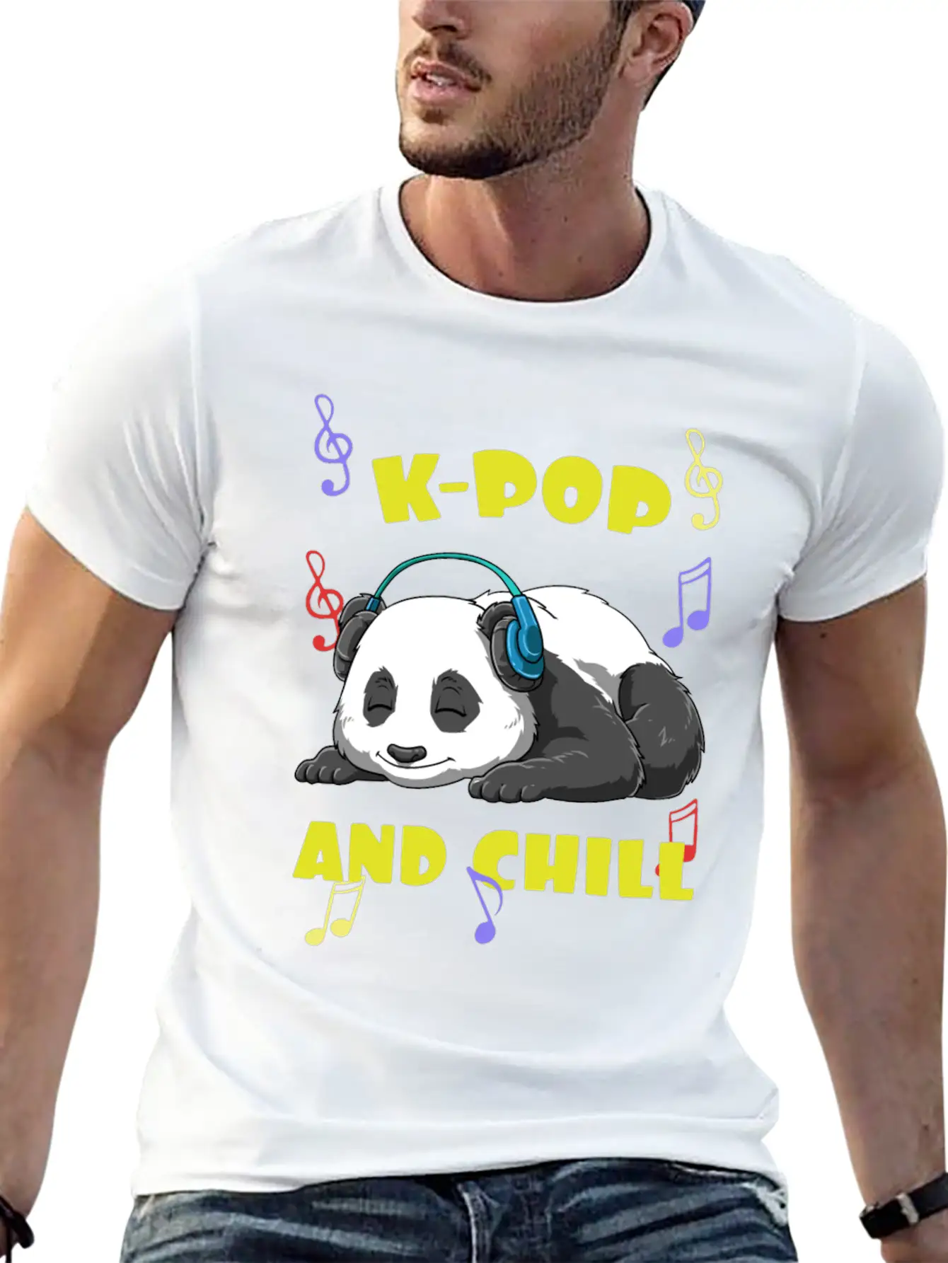 Music K-Pop Panda Unisex Casual T-Shirt – Clean Design For Daily Comfort