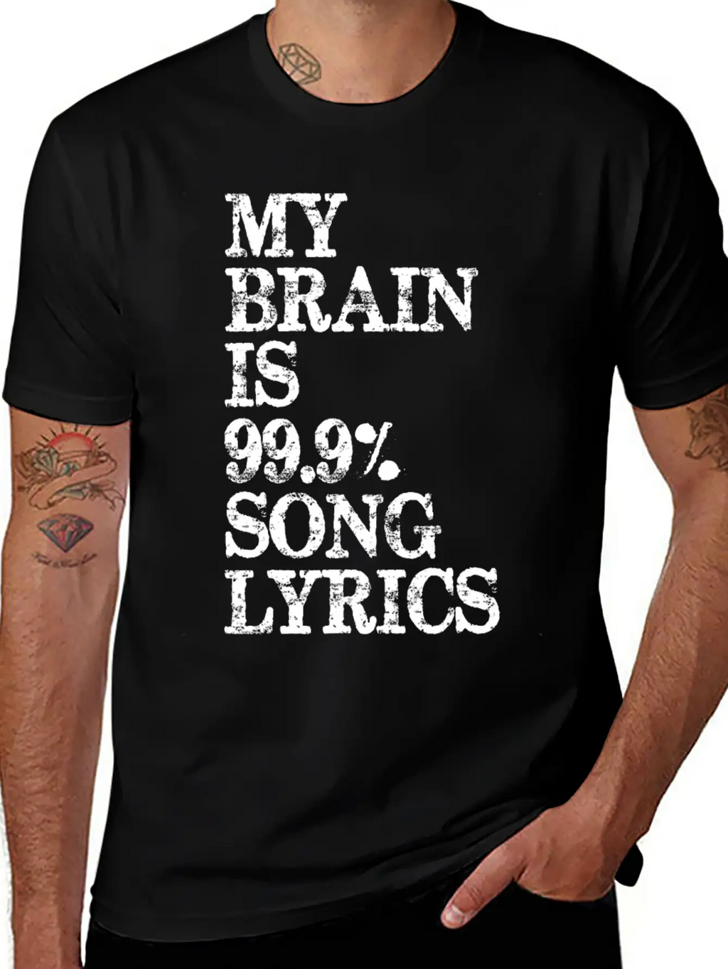 Music Lover Gifts My Brain Is 99 Song Lyrics Funny Unisex Casual T-Shirt – Clean Design For Daily Comfort