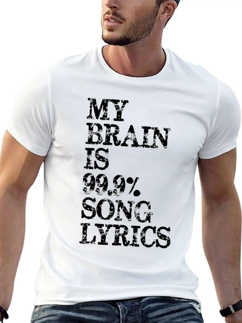 Music Lover Gifts My Brain Is 99 Song Lyrics Funny Unisex Casual T-Shirt – Clean Design For Daily Comfort