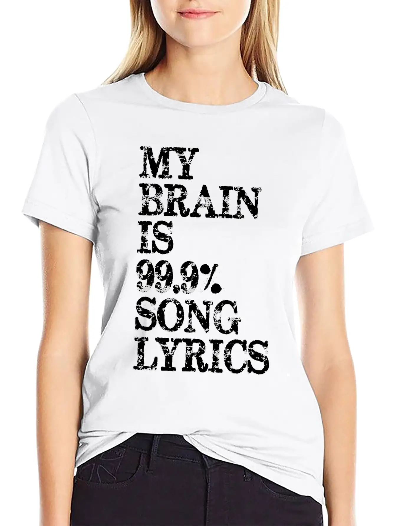 Music Lover Gifts My Brain Is 99 Song Lyrics Funny Unisex Casual T-Shirt – Clean Design For Daily Comfort