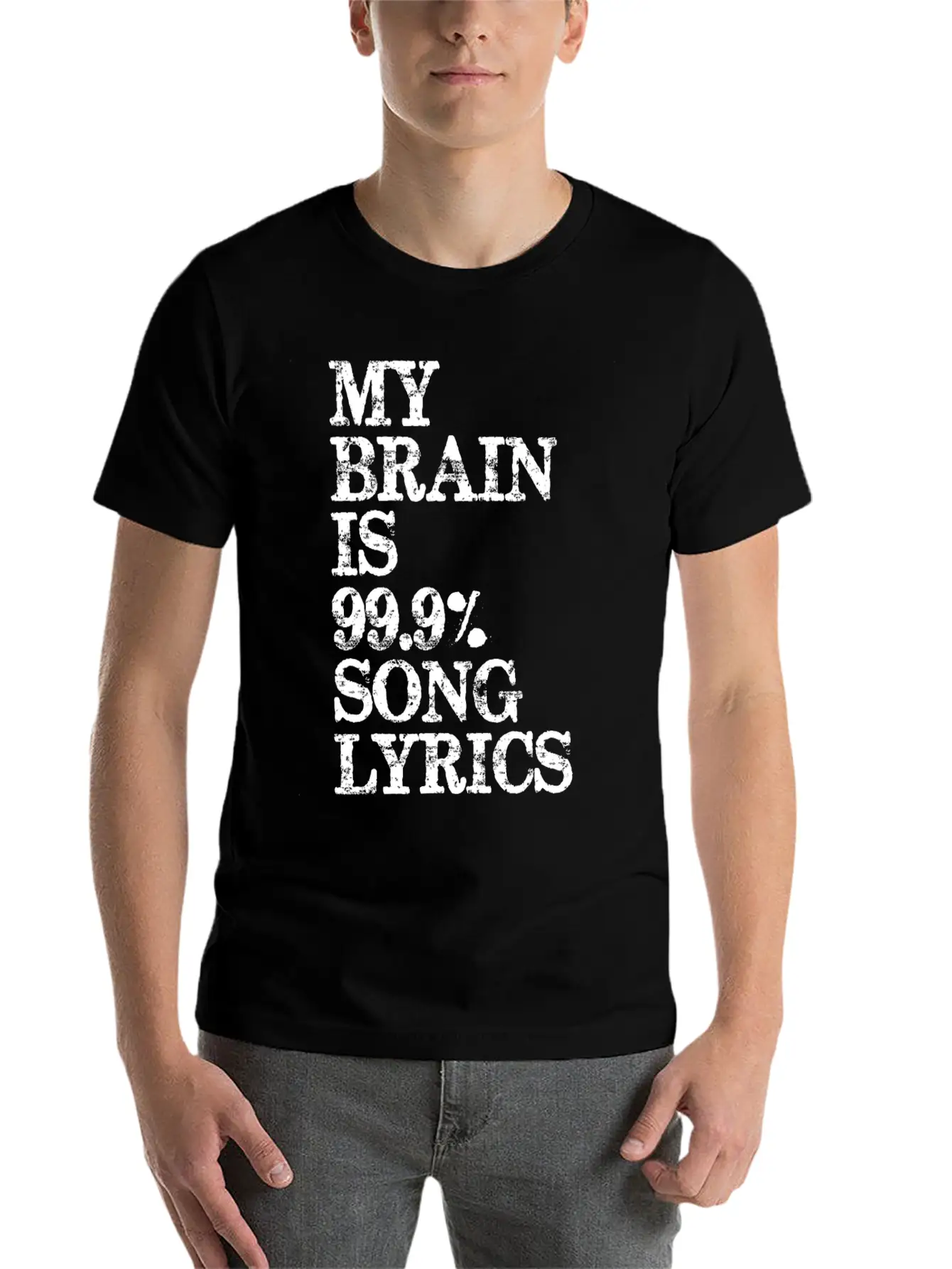 Music Lover Gifts My Brain Is 99 Song Lyrics Funny Unisex Casual T-Shirt – Clean Design For Daily Comfort