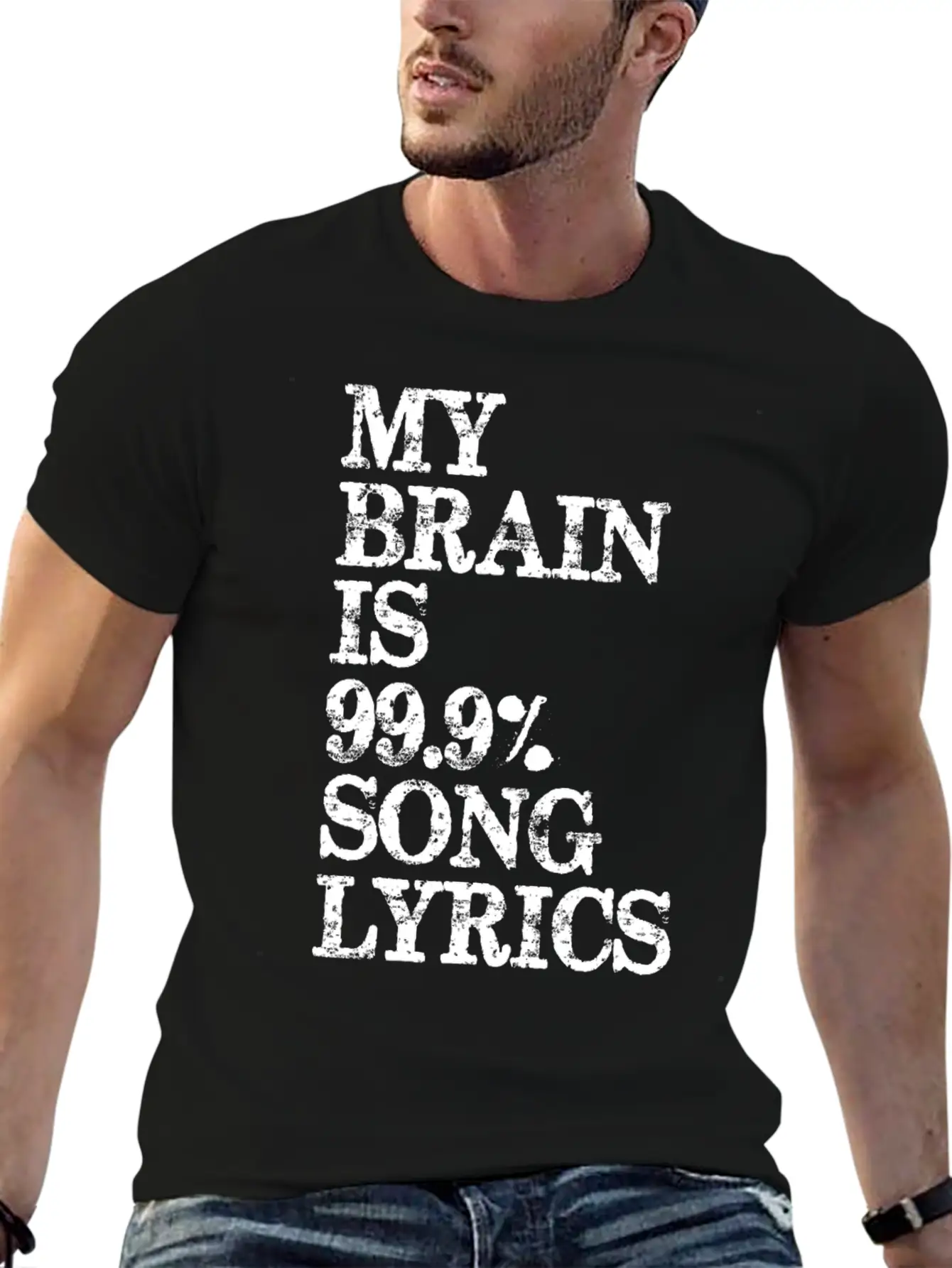 Music Lover Gifts My Brain Is 99 Song Lyrics Funny Unisex Casual T-Shirt – Clean Design For Daily Comfort