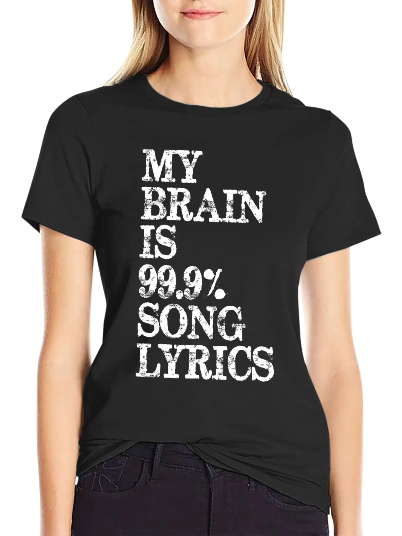 Music Lover Gifts My Brain Is 99 Song Lyrics Funny Unisex Casual T-Shirt – Clean Design For Daily Comfort