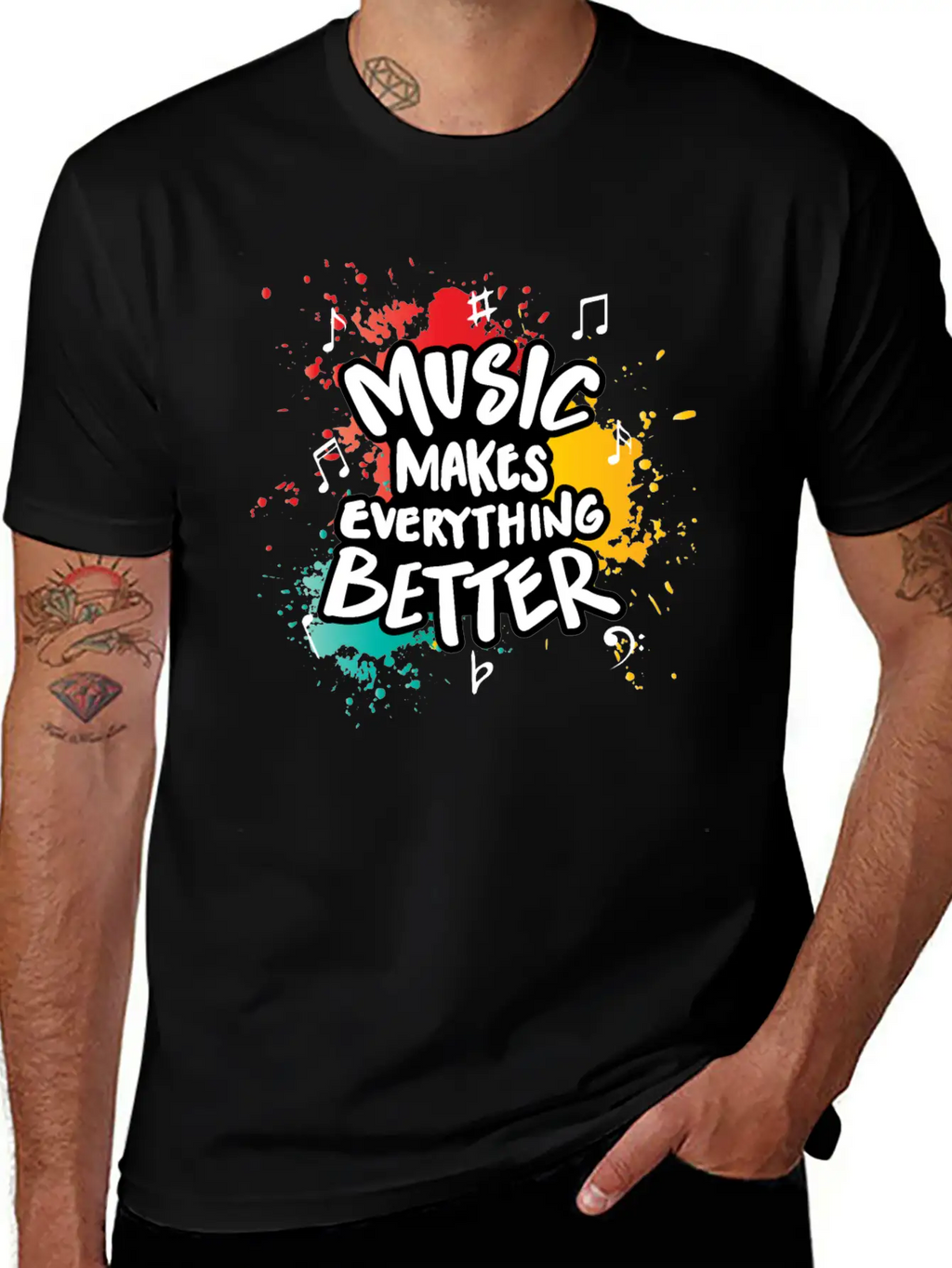 Music Makes Everything Better Gift Casual Graphic T-Shirt – Simple And Comfortable Daily Wear