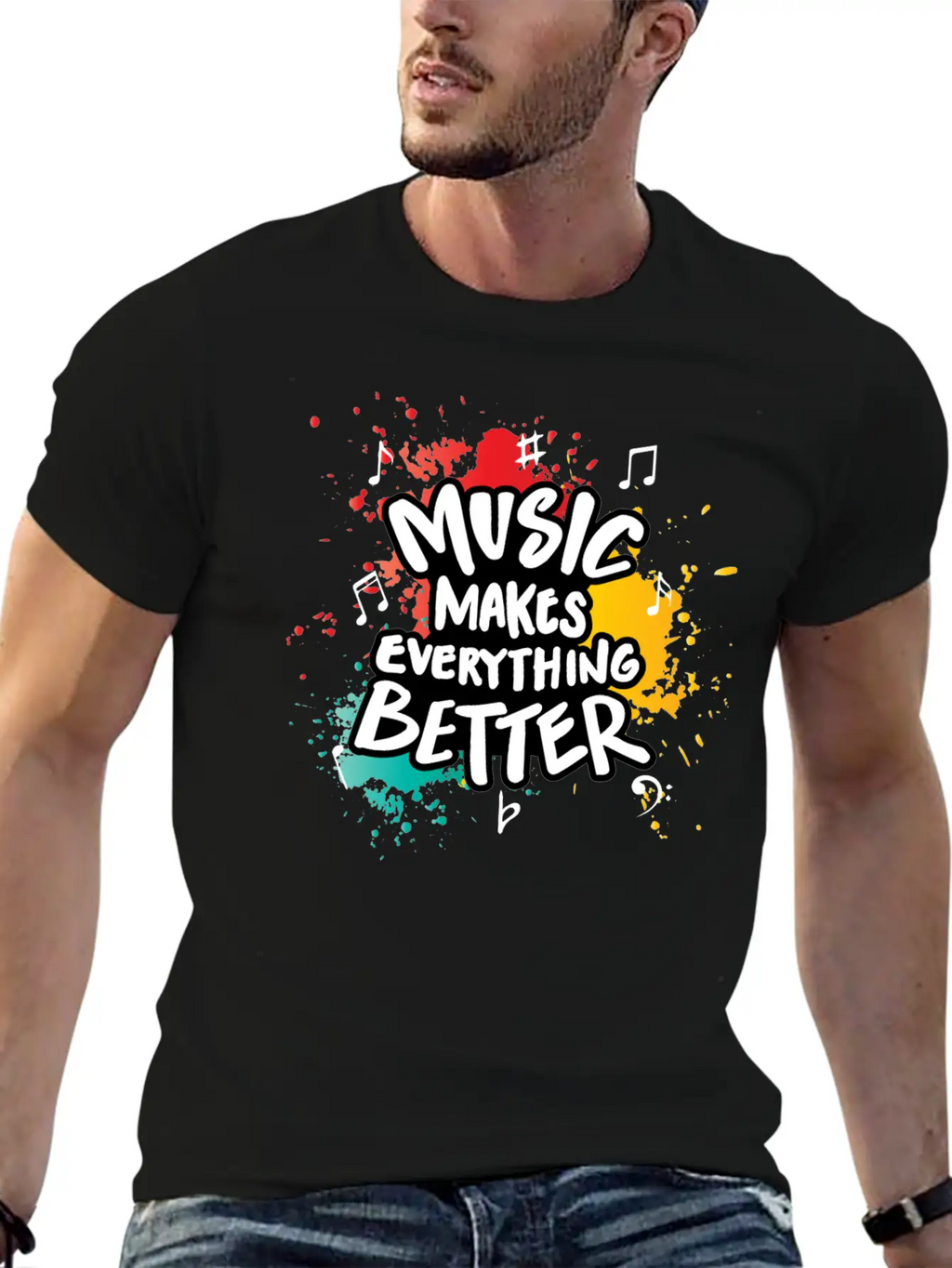 Music Makes Everything Better Gift Casual Graphic T-Shirt – Simple And Comfortable Daily Wear