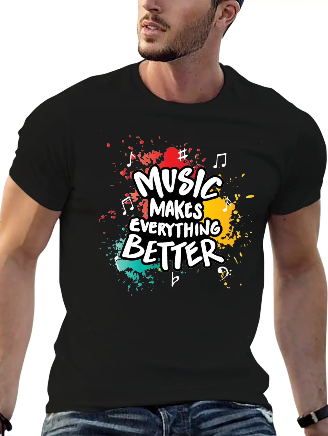 Music Makes Everything Better Gift Casual Graphic T-Shirt – Simple And Comfortable Daily Wear