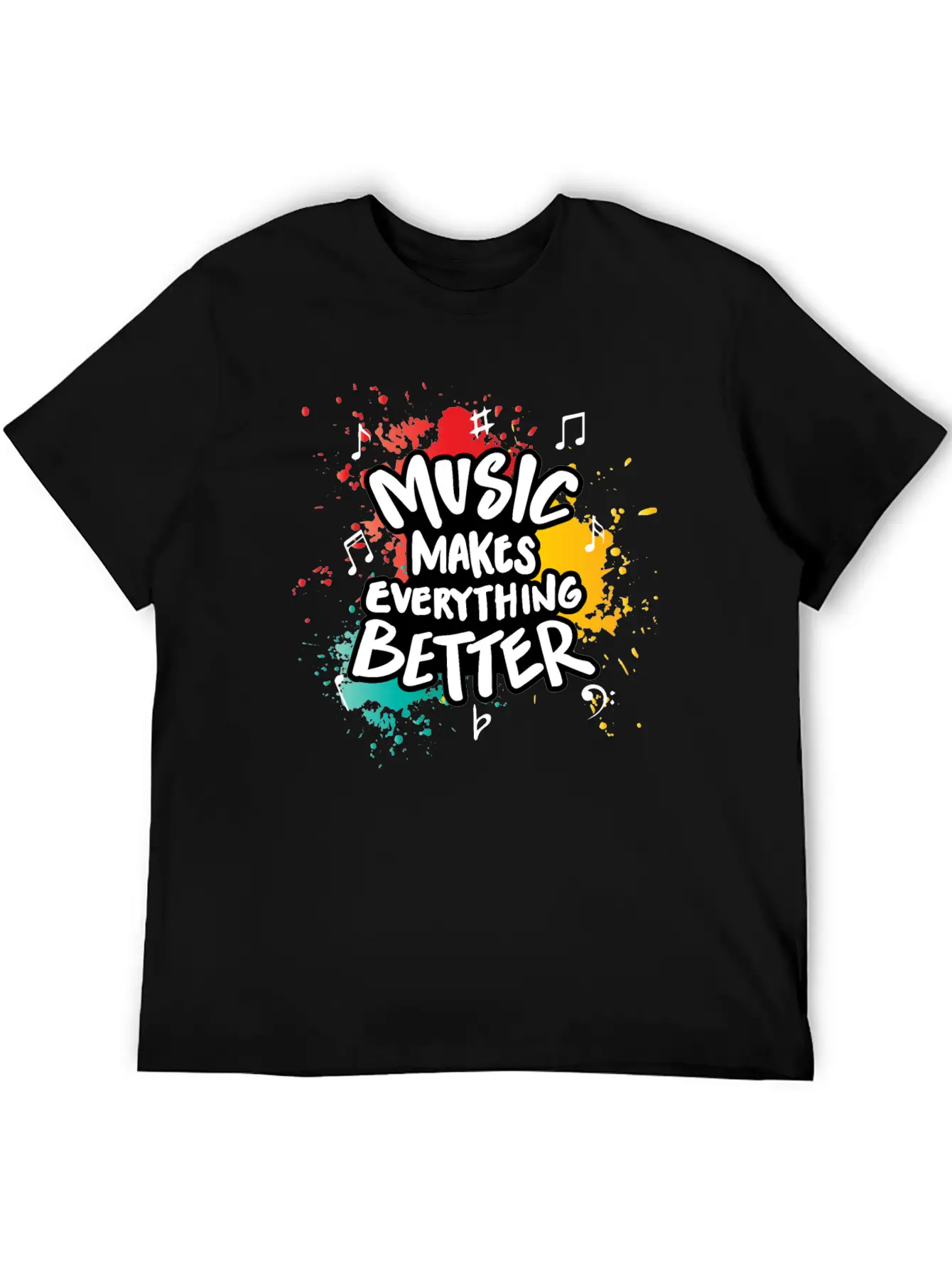 Music Makes Everything Better Gift Casual Graphic T-Shirt – Simple And Comfortable Daily Wear