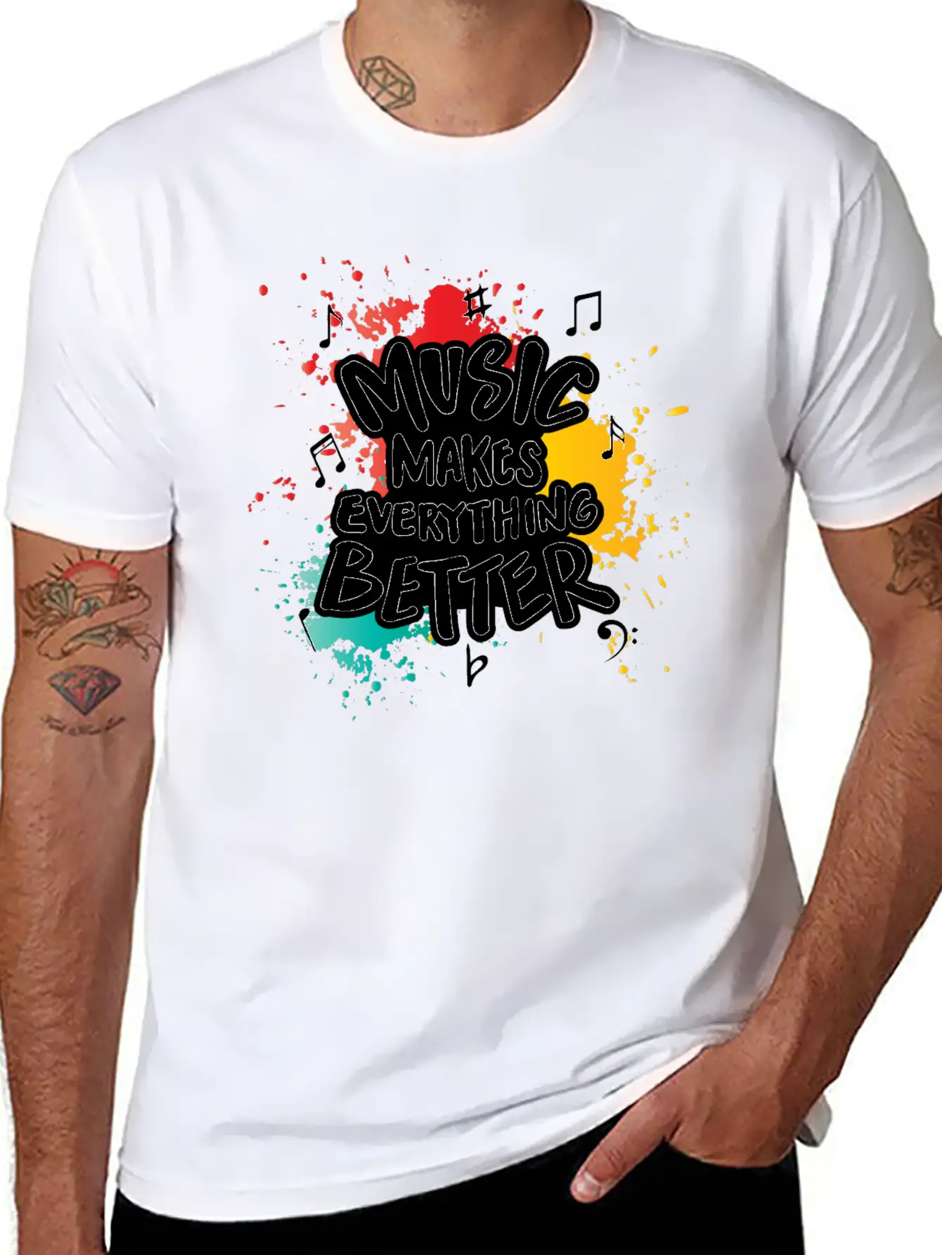 Music Makes Everything Better Gift Casual Graphic T-Shirt – Simple And Comfortable Daily Wear