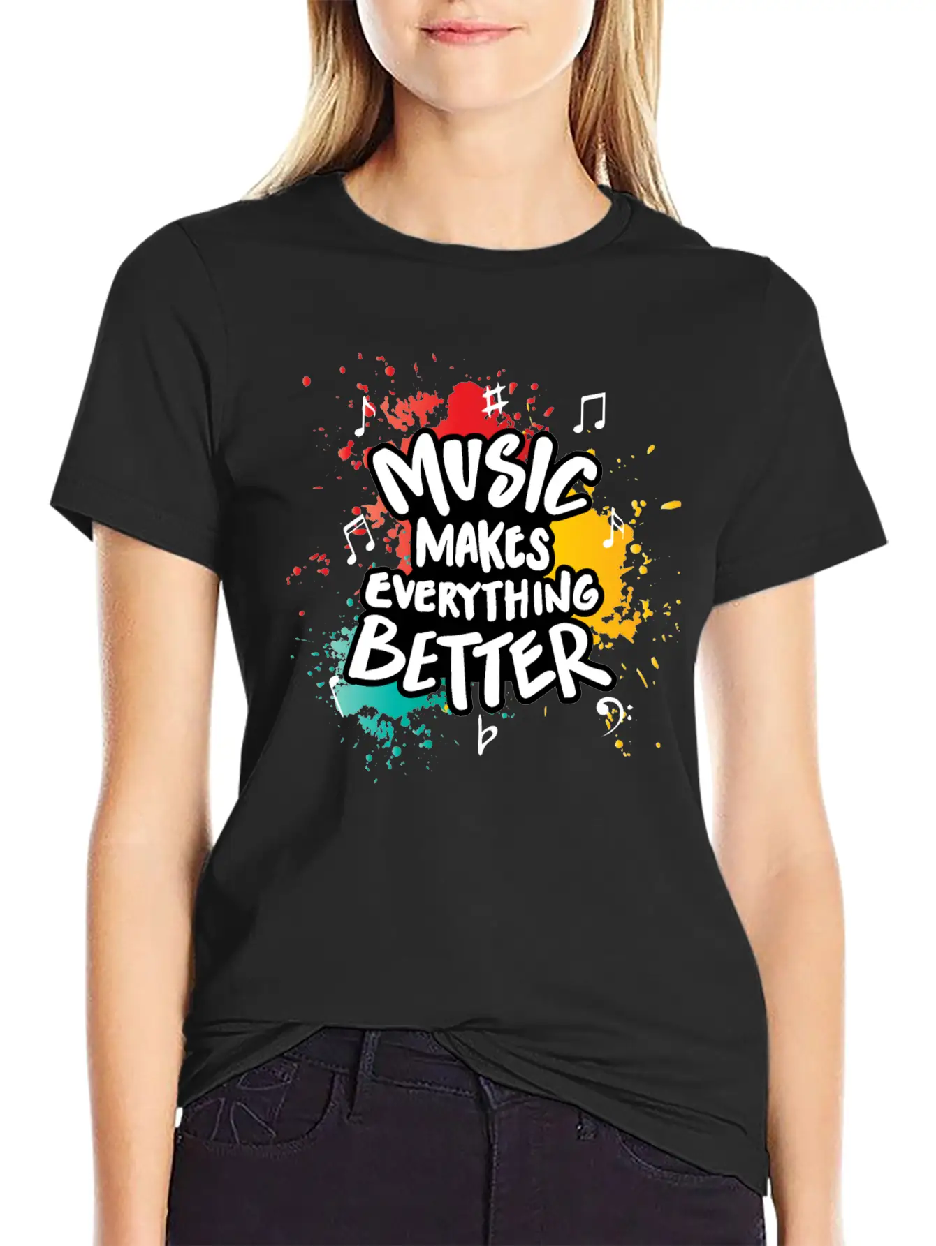 Music Makes Everything Better Gift Casual Graphic T-Shirt – Simple And Comfortable Daily Wear
