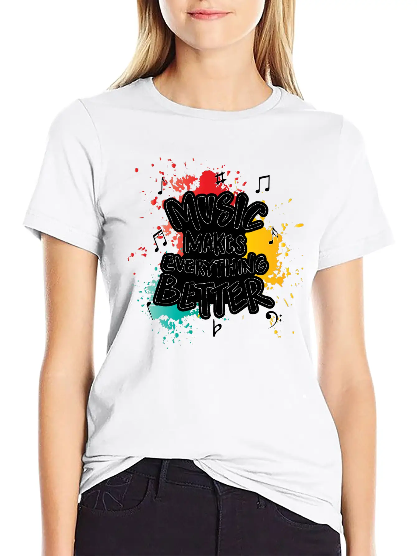 Music Makes Everything Better Gift Casual Graphic T-Shirt – Simple And Comfortable Daily Wear