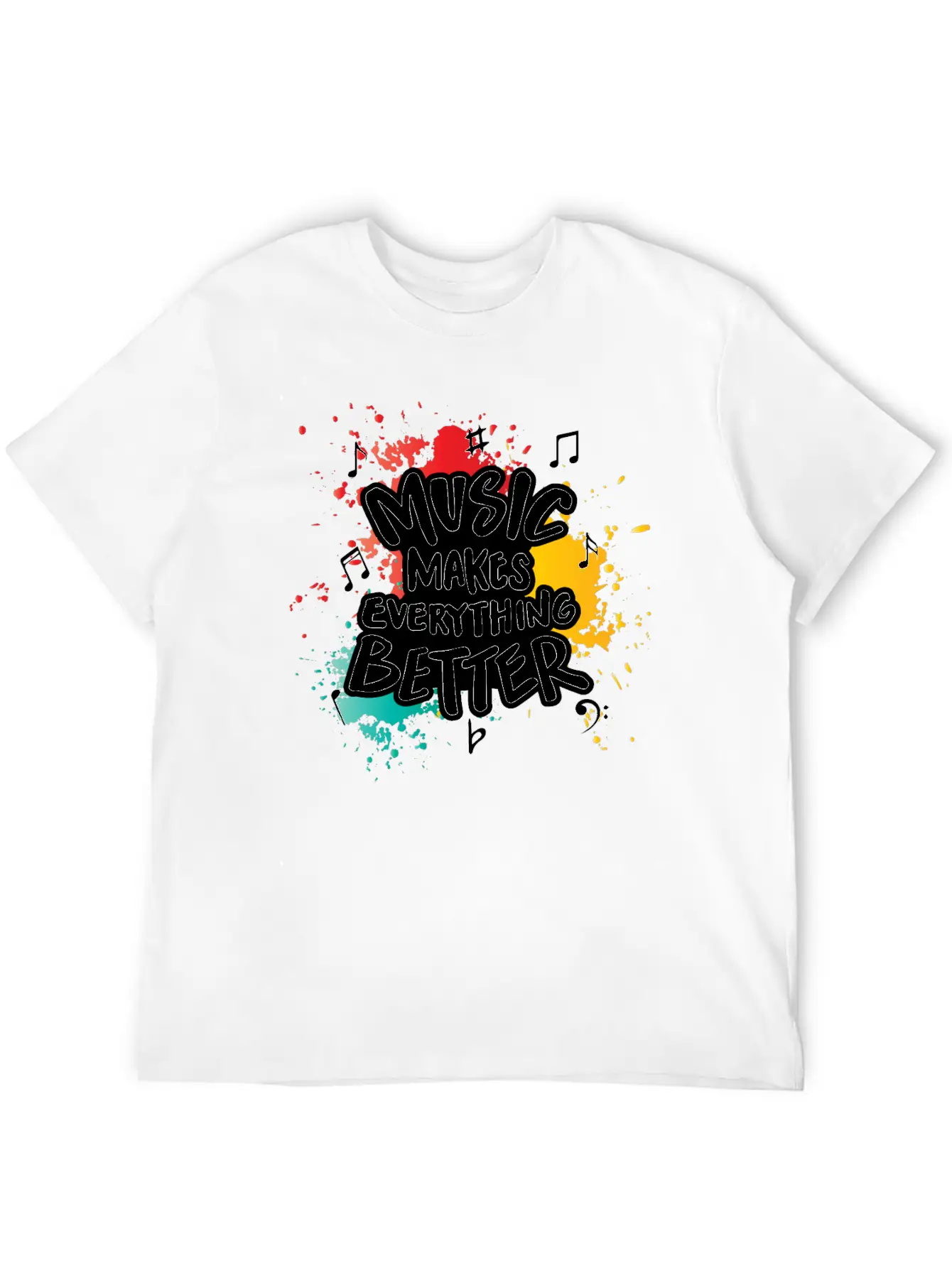 Music Makes Everything Better Gift Casual Graphic T-Shirt – Simple And Comfortable Daily Wear