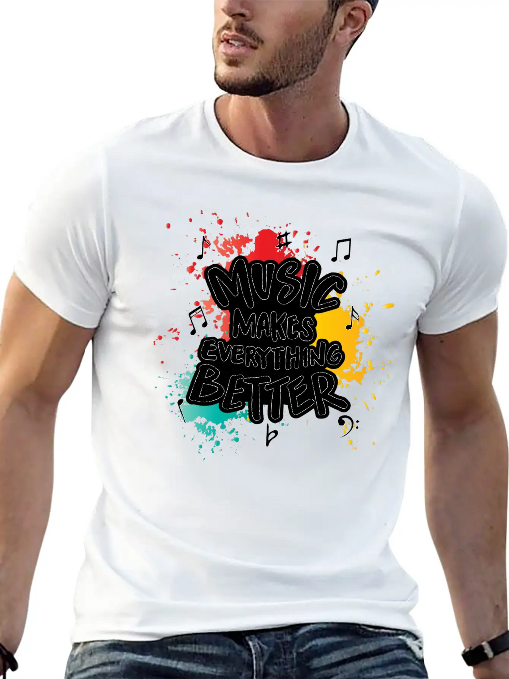 Music Makes Everything Better Gift Casual Graphic T-Shirt – Simple And Comfortable Daily Wear