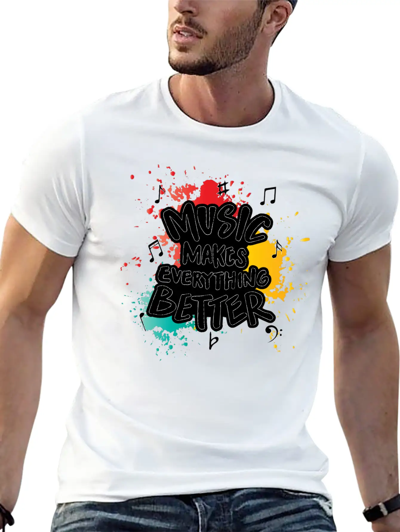 Music Makes Everything Better Gift Casual Graphic T-Shirt – Simple And Comfortable Daily Wear