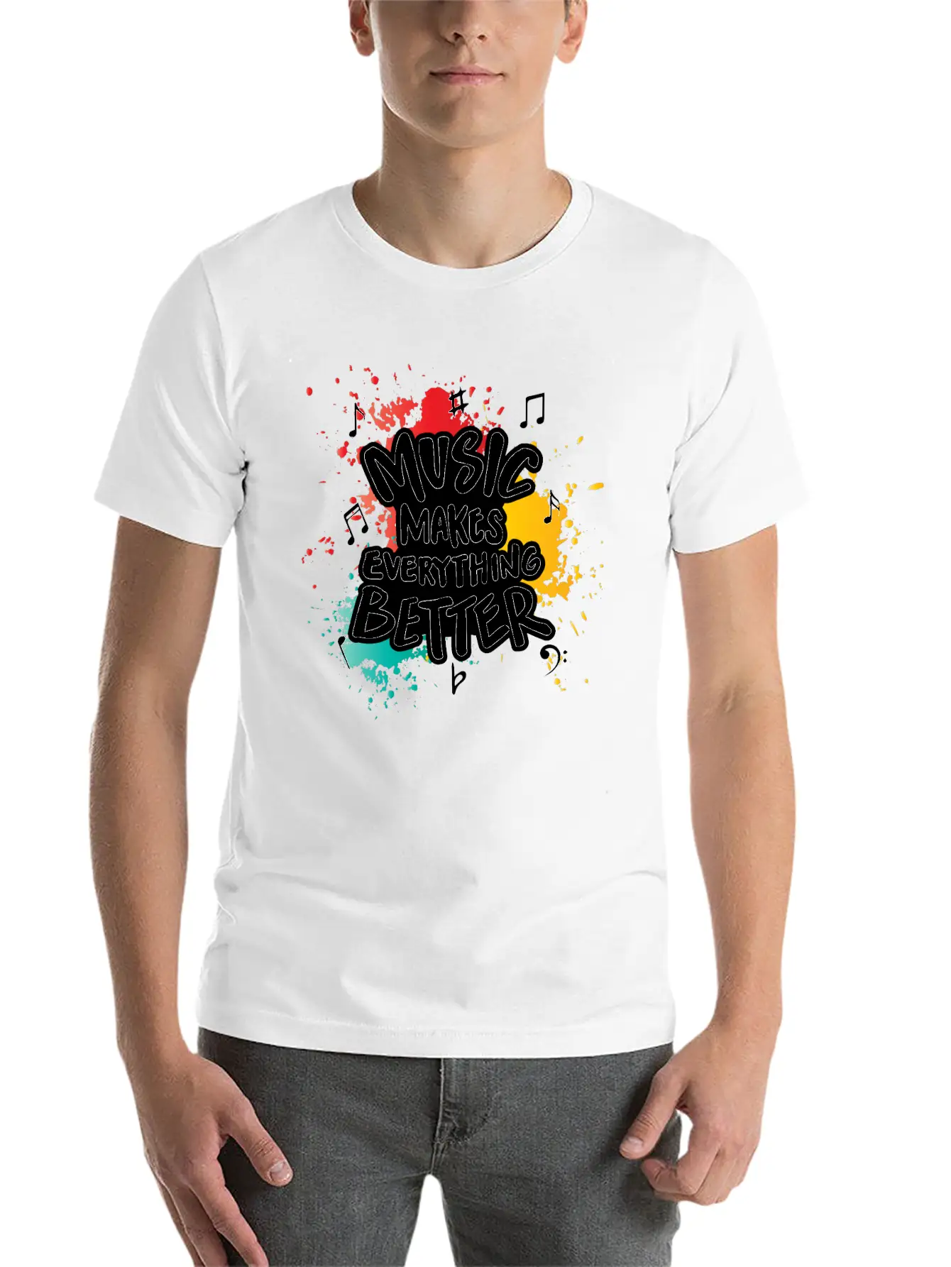 Music Makes Everything Better Gift Casual Graphic T-Shirt – Simple And Comfortable Daily Wear