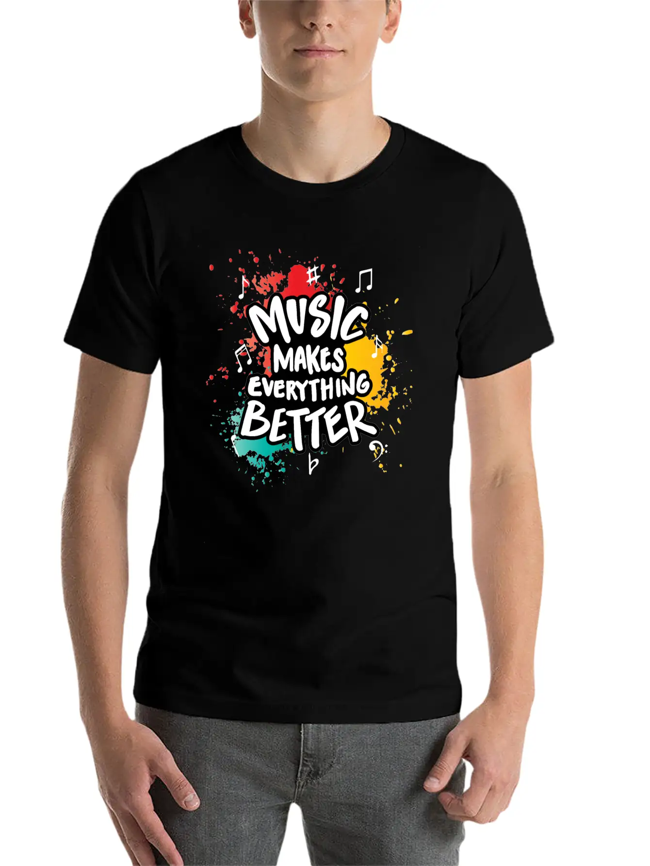 Music Makes Everything Better Gift Casual Graphic T-Shirt – Simple And Comfortable Daily Wear