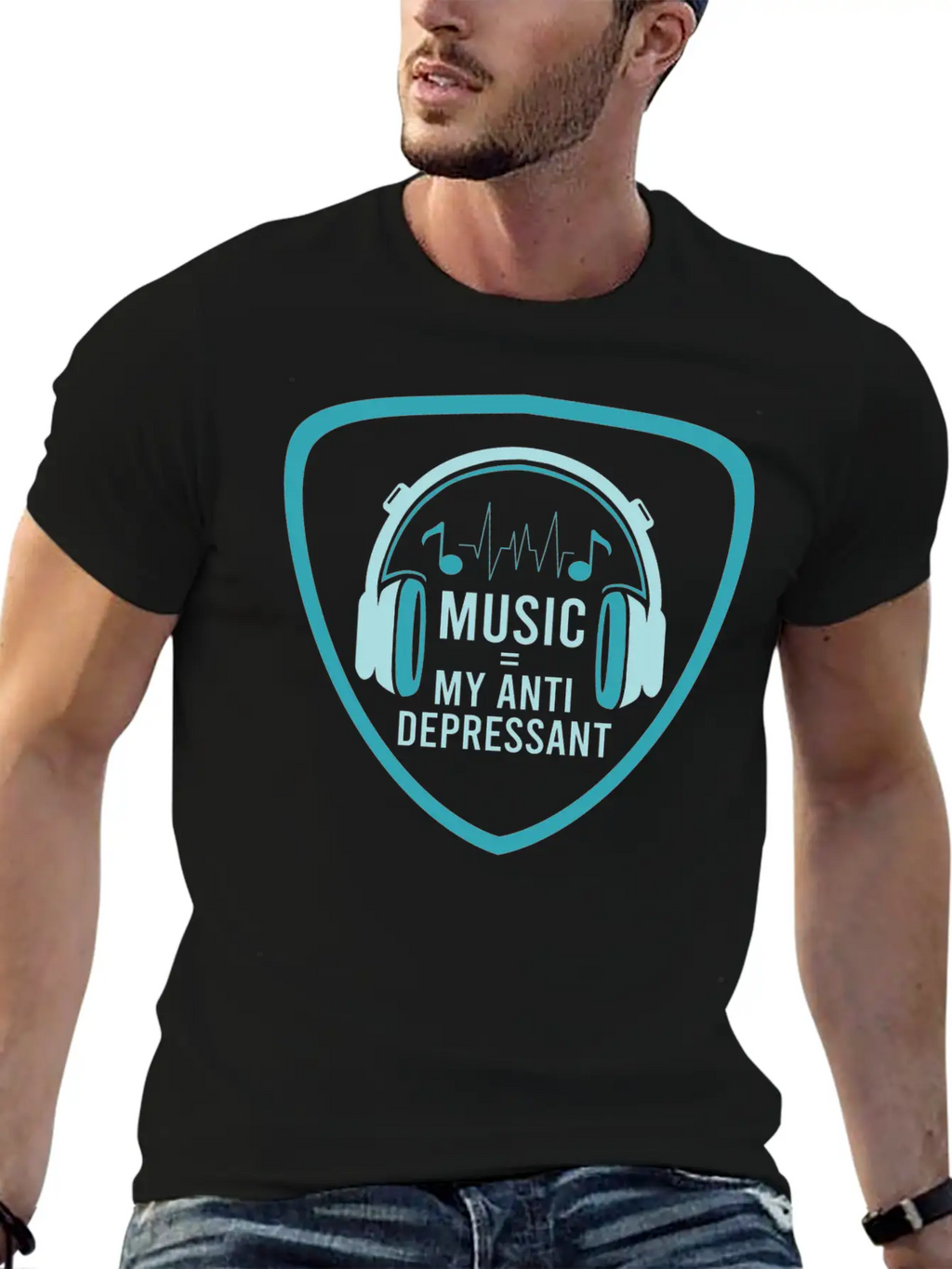 MUSIC MY ANTIDEPRESSANT Stylish Everyday T-Shirt – Unisex Basic Cotton Tee