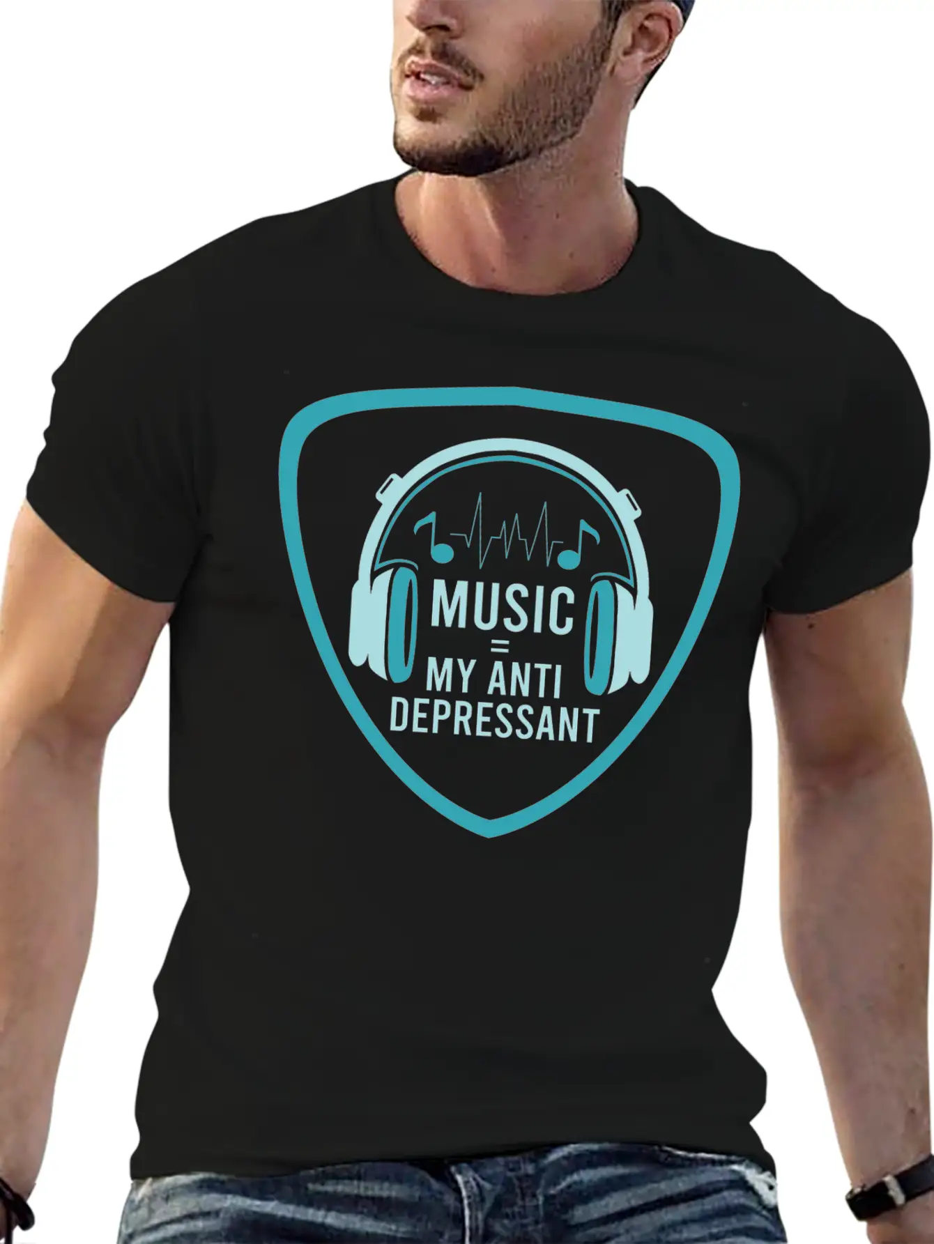 MUSIC MY ANTIDEPRESSANT Stylish Everyday T-Shirt – Unisex Basic Cotton Tee