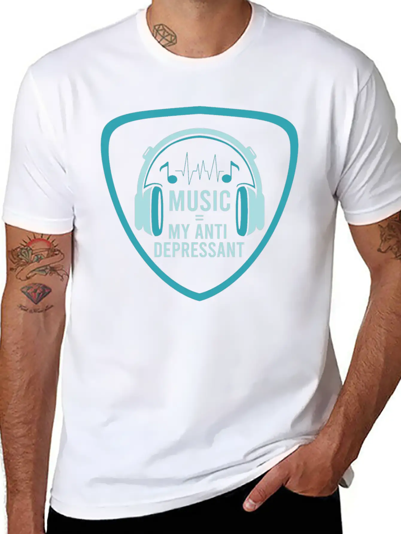 MUSIC MY ANTIDEPRESSANT Stylish Everyday T-Shirt – Unisex Basic Cotton Tee