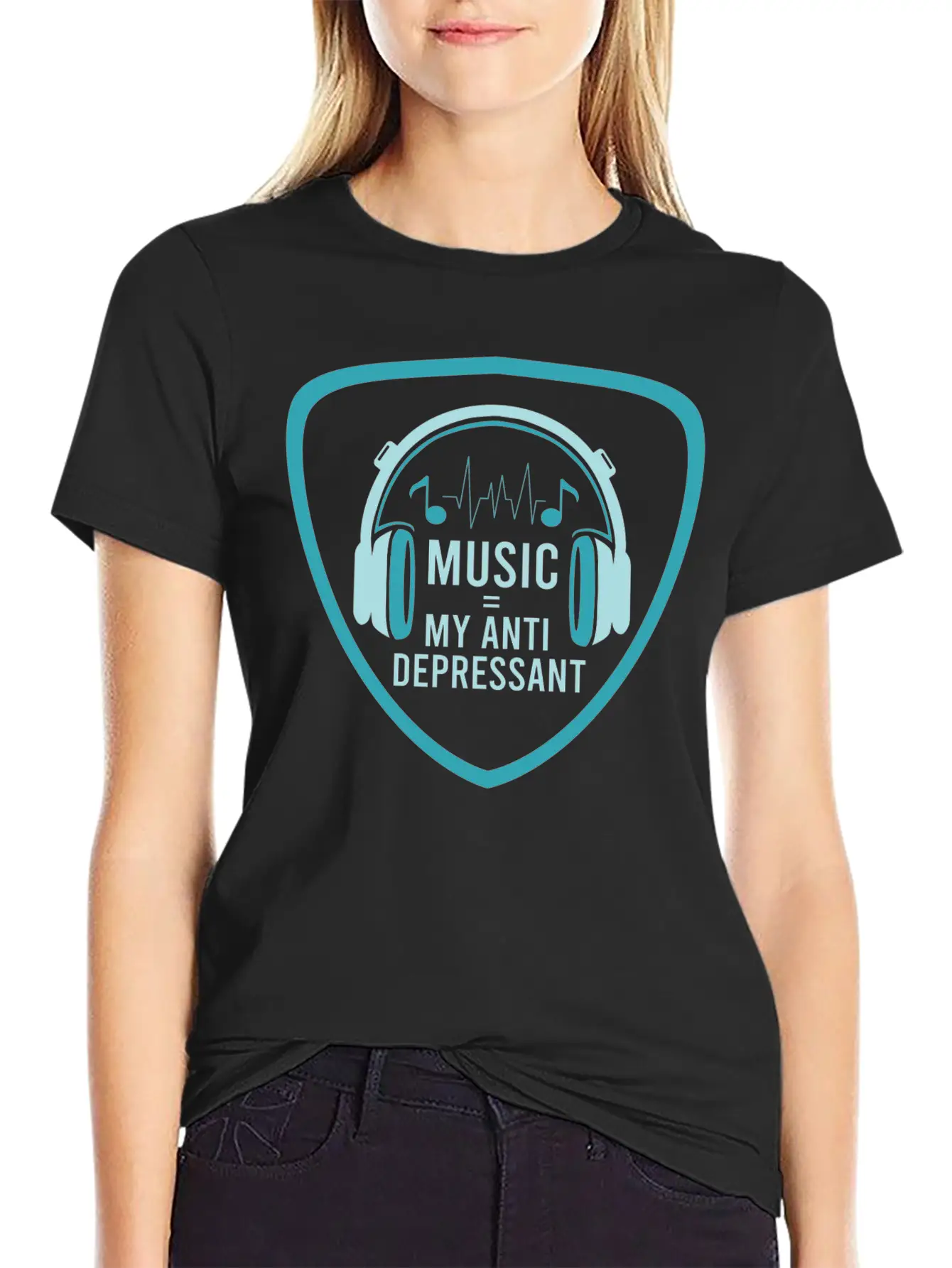 MUSIC MY ANTIDEPRESSANT Stylish Everyday T-Shirt – Unisex Basic Cotton Tee