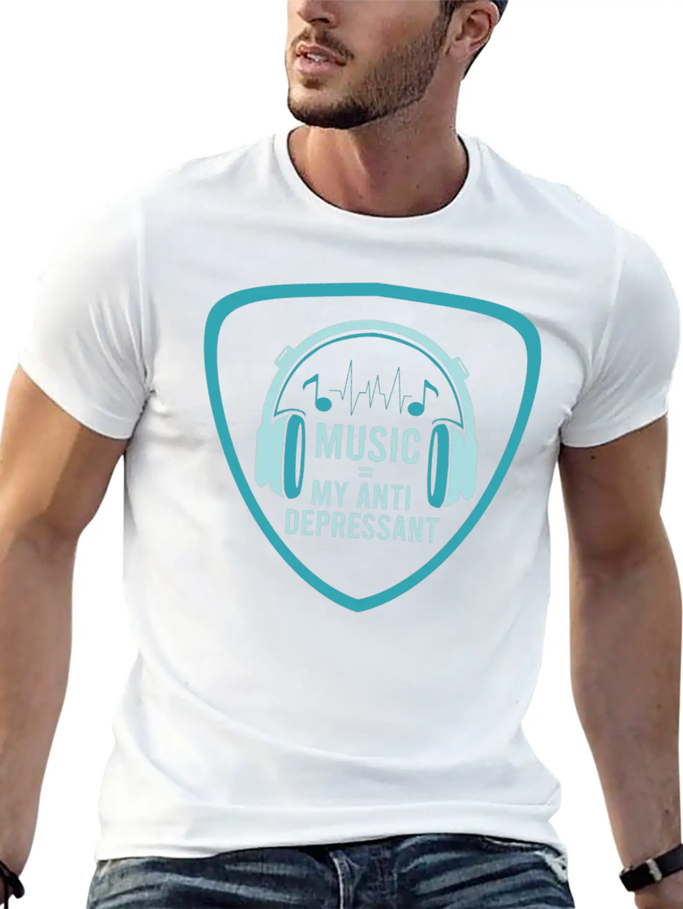 MUSIC MY ANTIDEPRESSANT Stylish Everyday T-Shirt – Unisex Basic Cotton Tee