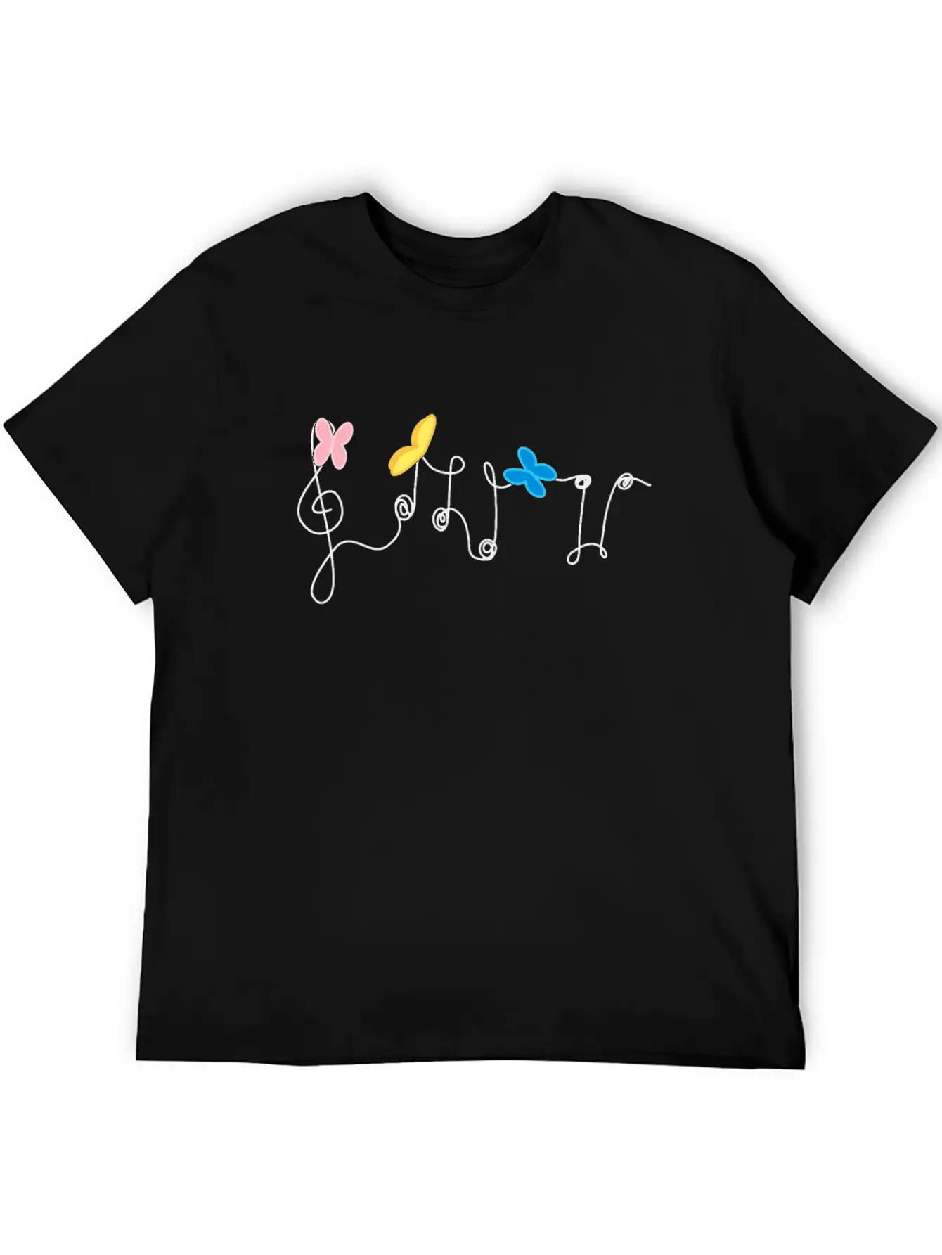 Music Notes And Butterflies Unisex Short Sleeve Soft Cotton T-Shirt – Casual Everyday Wear
