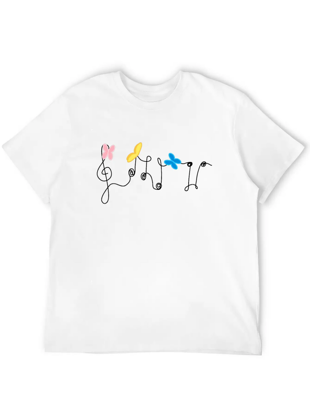 Music Notes And Butterflies Unisex Short Sleeve Soft Cotton T-Shirt – Casual Everyday Wear