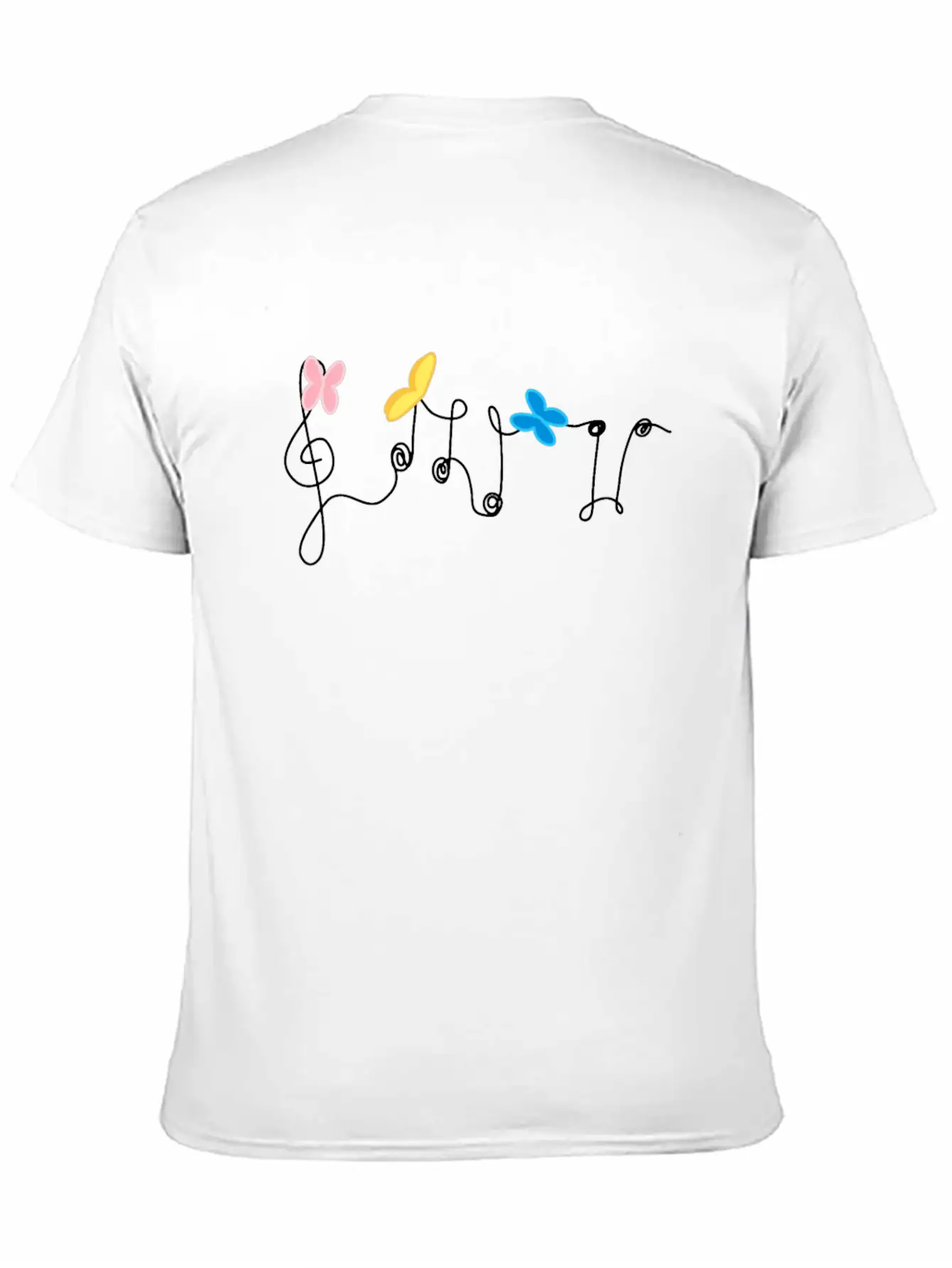 Music Notes And Butterflies Unisex Short Sleeve Soft Cotton T-Shirt – Casual Everyday Wear