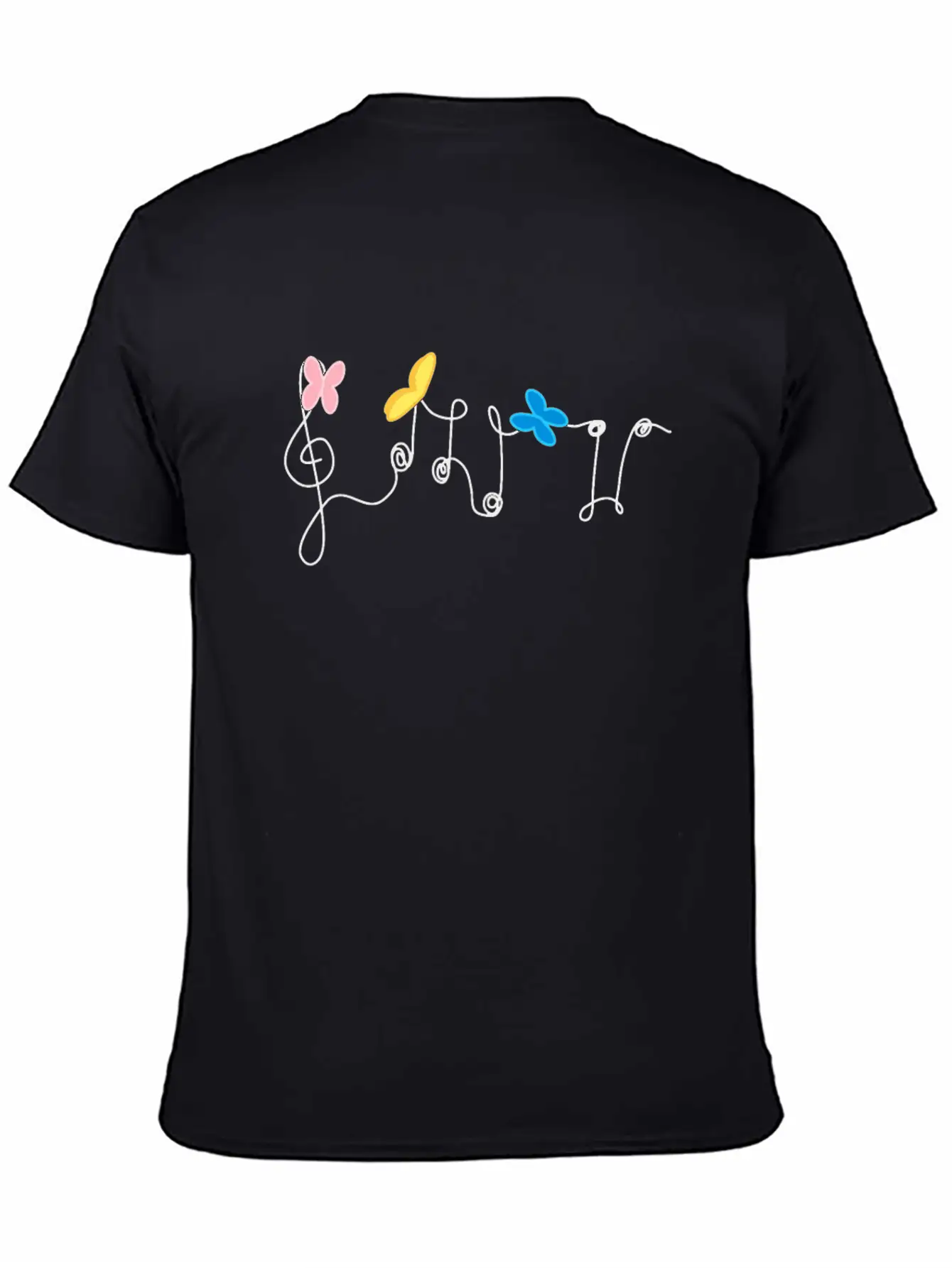 Music Notes And Butterflies Unisex Short Sleeve Soft Cotton T-Shirt – Casual Everyday Wear