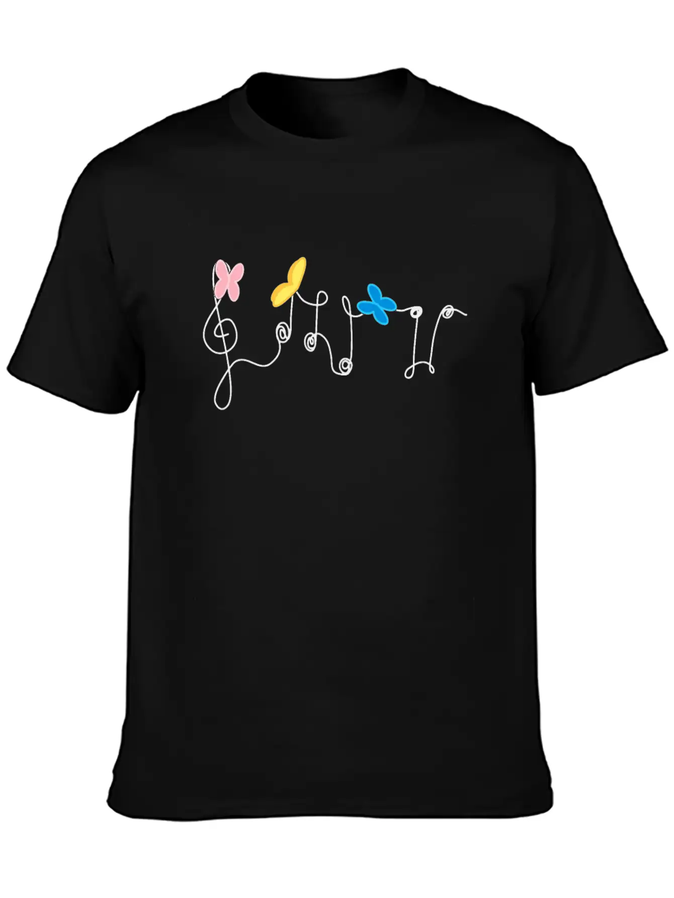 Music Notes And Butterflies Unisex Short Sleeve Soft Cotton T-Shirt – Casual Everyday Wear