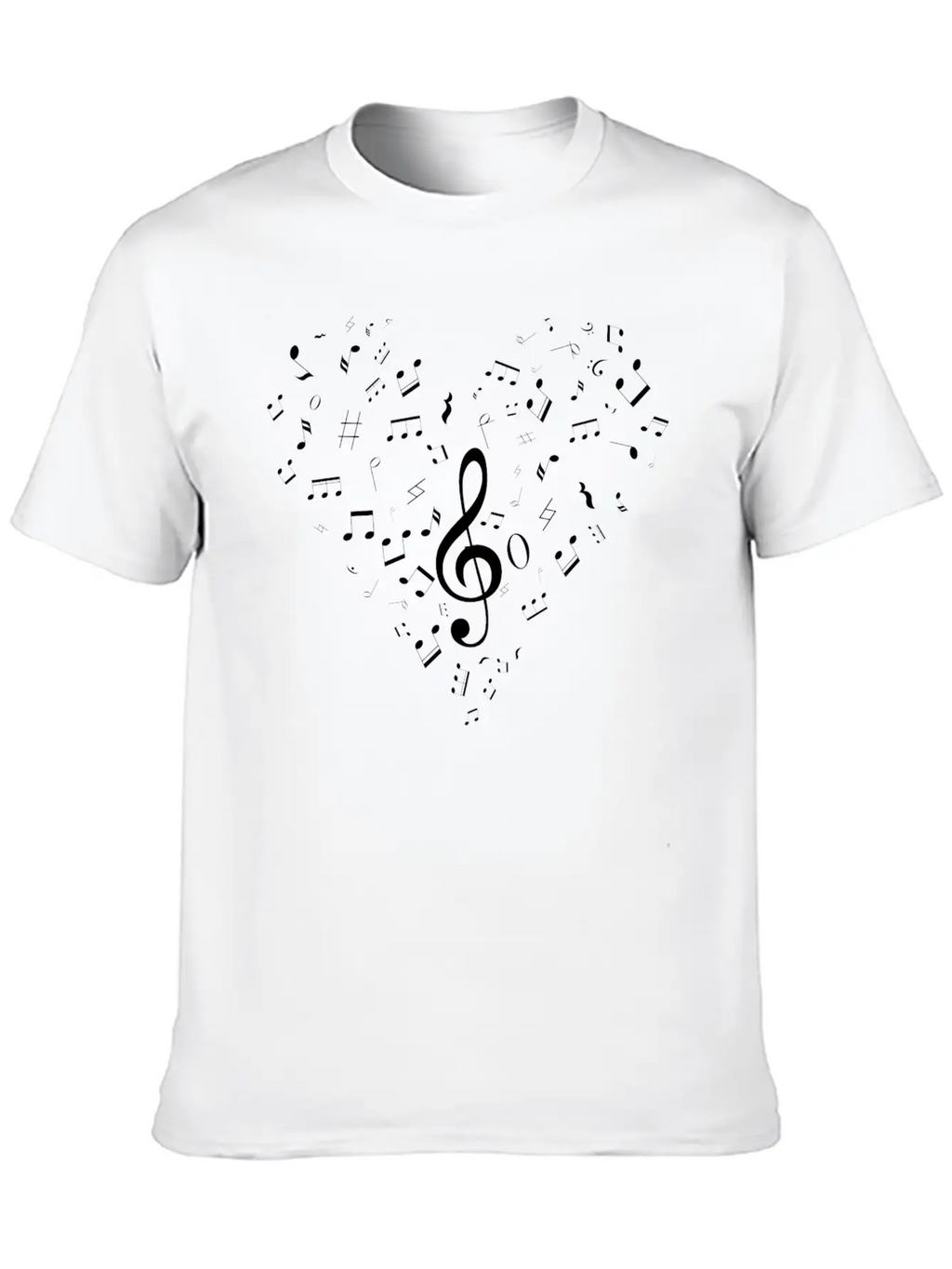Music Notes Heart Shaped Essential Cotton Tee For Daily Outfits – Unisex Style