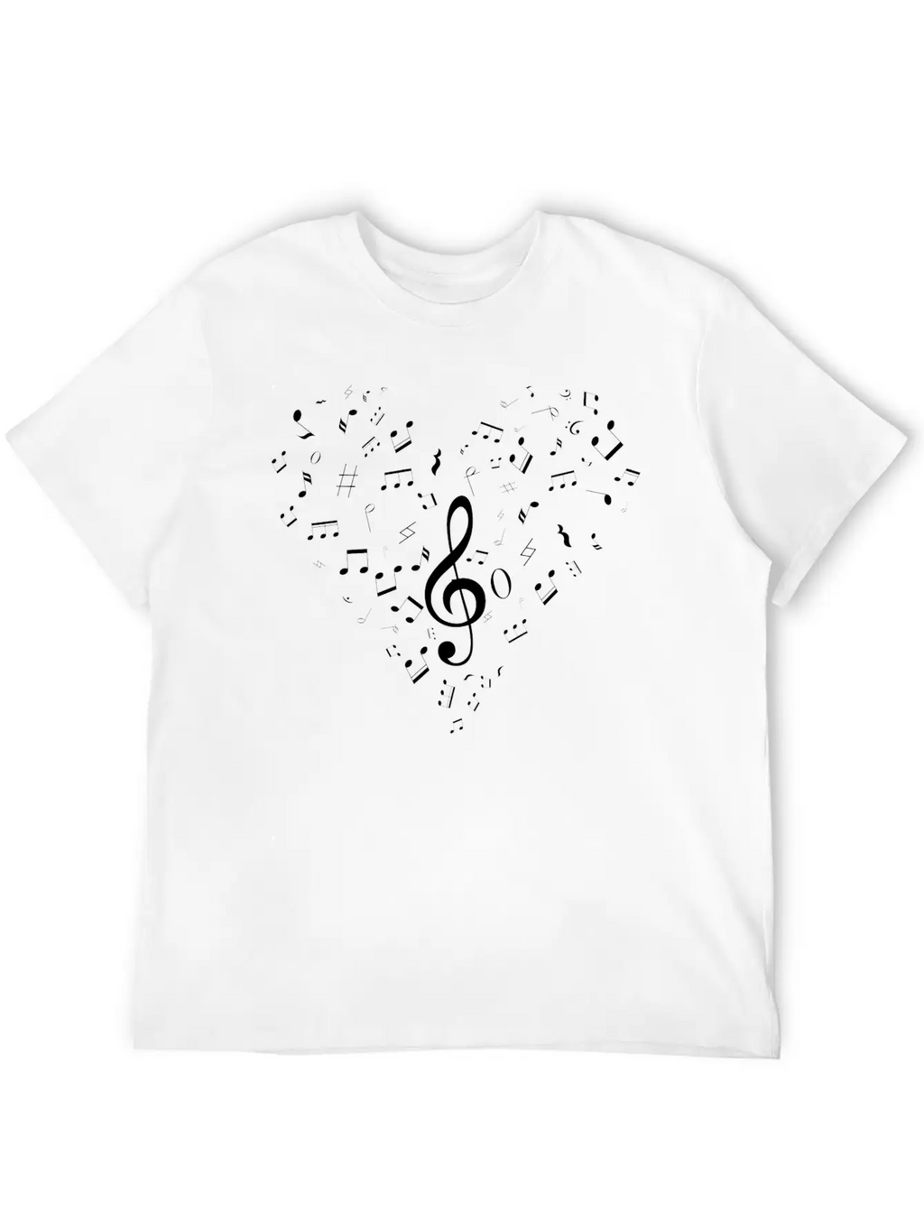 Music Notes Heart Shaped Essential Cotton Tee For Daily Outfits – Unisex Style