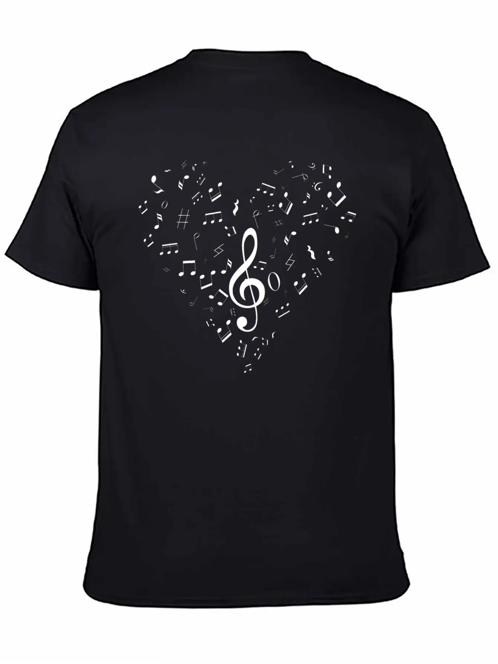 Music Notes Heart Shaped Essential Cotton Tee For Daily Outfits – Unisex Style