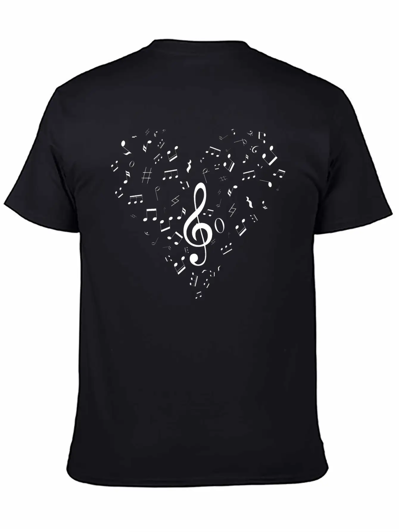 Music Notes Heart Shaped Essential Cotton Tee For Daily Outfits – Unisex Style