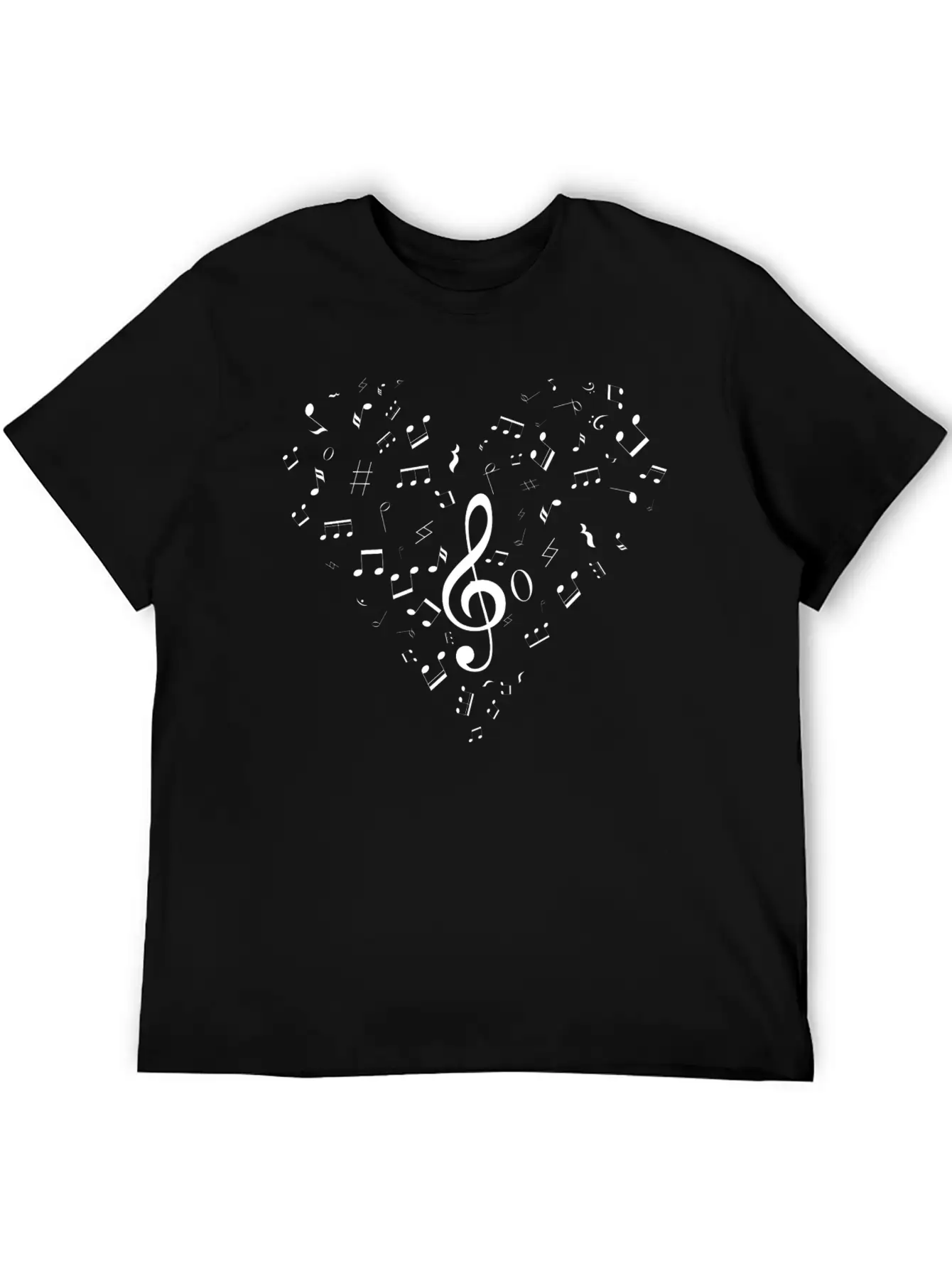 Music Notes Heart Shaped Essential Cotton Tee For Daily Outfits – Unisex Style