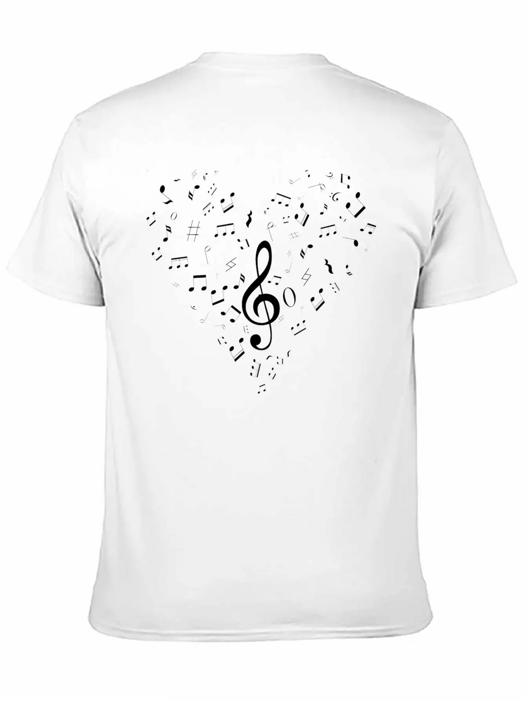 Music Notes Heart Shaped Essential Cotton Tee For Daily Outfits – Unisex Style
