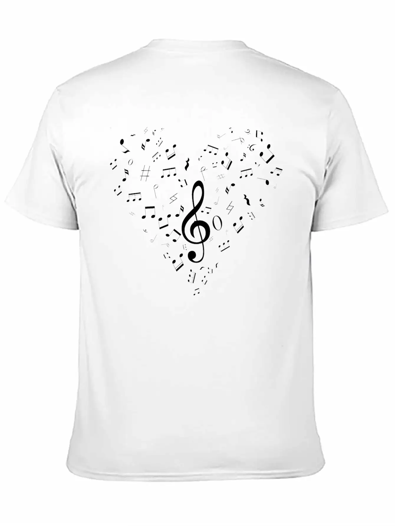 Music Notes Heart Shaped Essential Cotton Tee For Daily Outfits – Unisex Style
