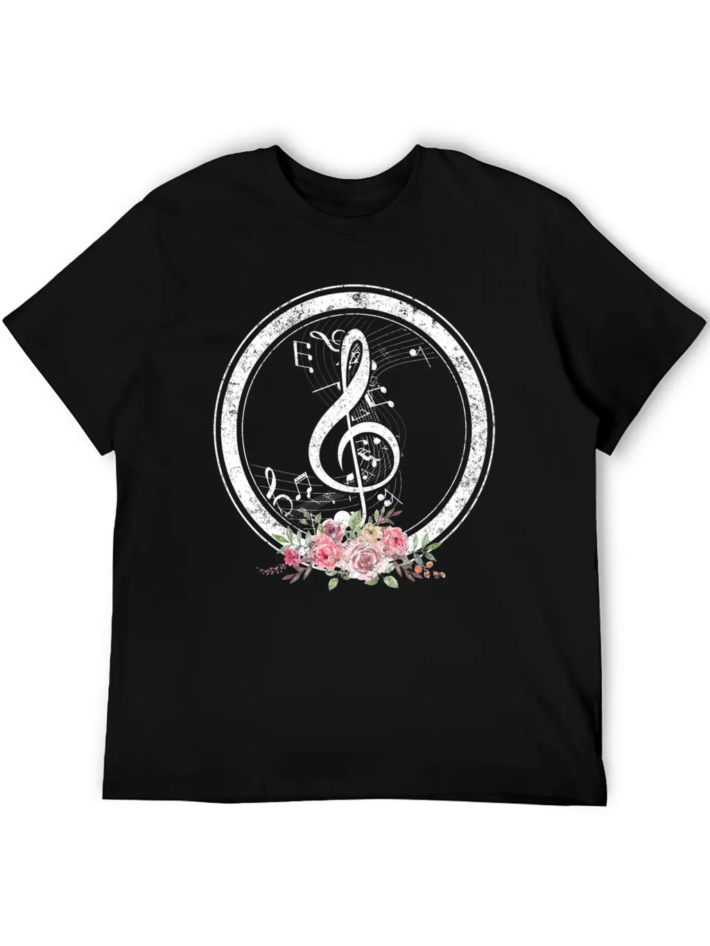 Music Shirt, Cut Music Notes Clef Floral Tee, Casual Graphic T-Shirt – Simple And Comfortable Daily Wear