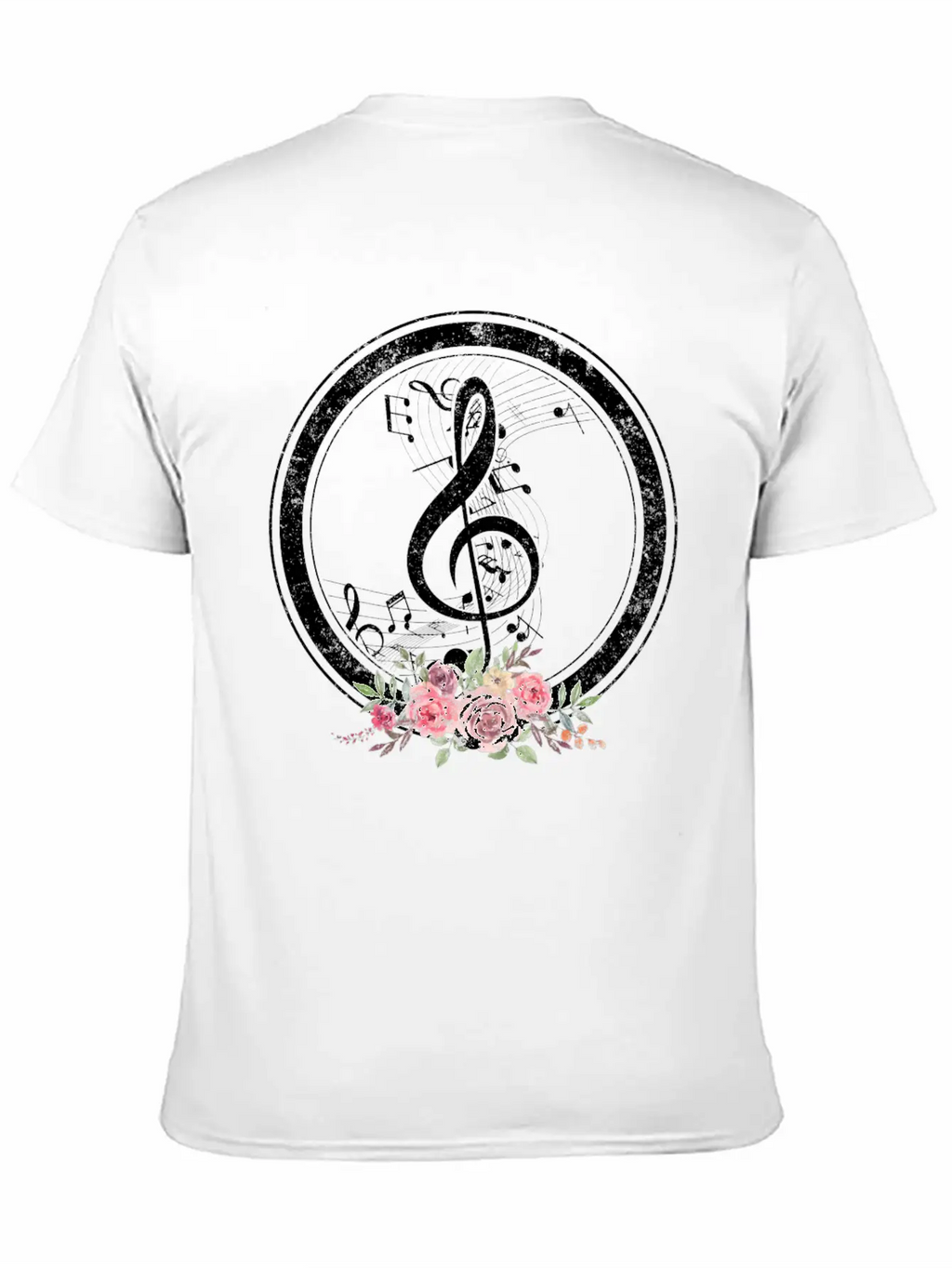 Music Shirt, Cut Music Notes Clef Floral Tee, Casual Graphic T-Shirt – Simple And Comfortable Daily Wear