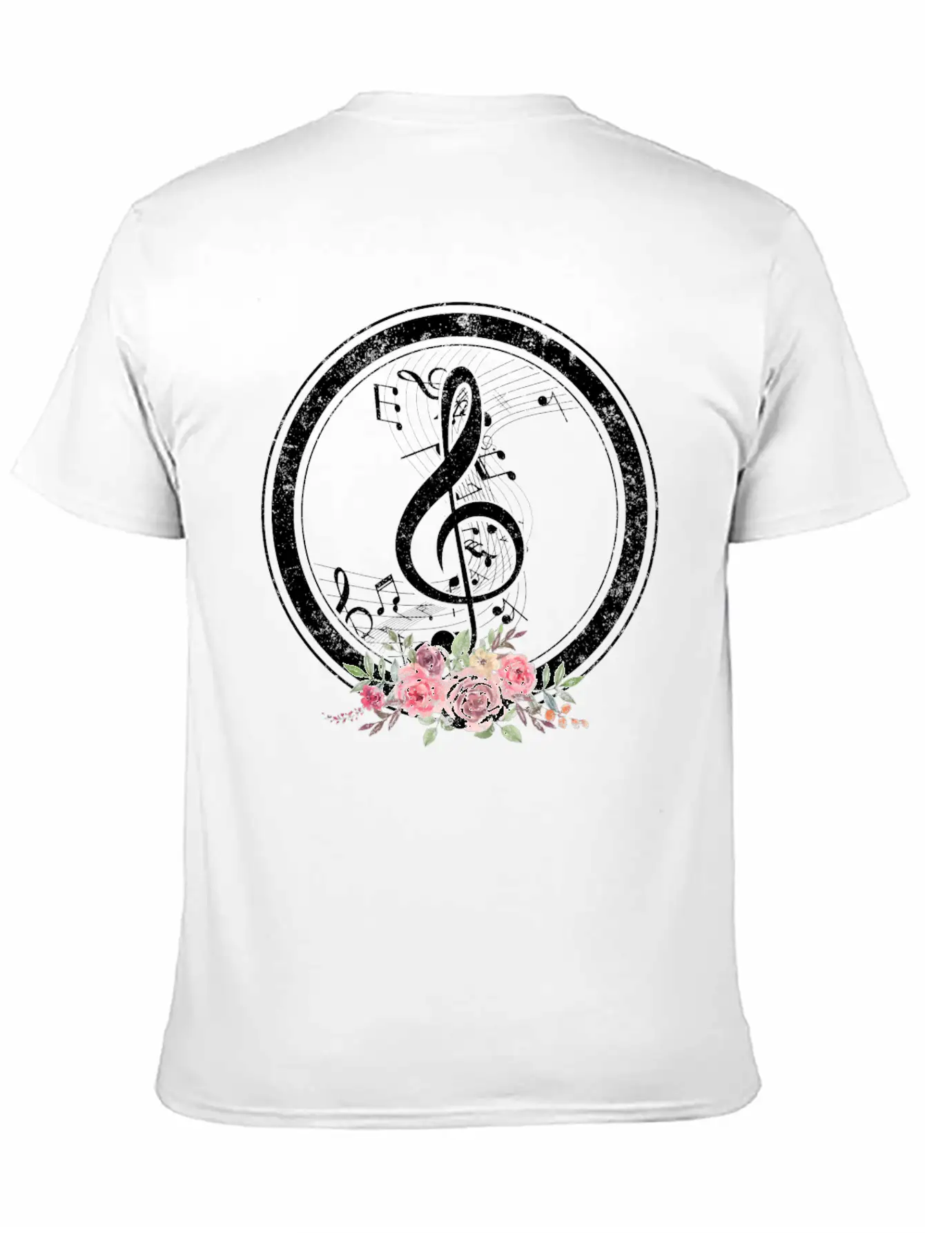 Music Shirt, Cut Music Notes Clef Floral Tee, Casual Graphic T-Shirt – Simple And Comfortable Daily Wear