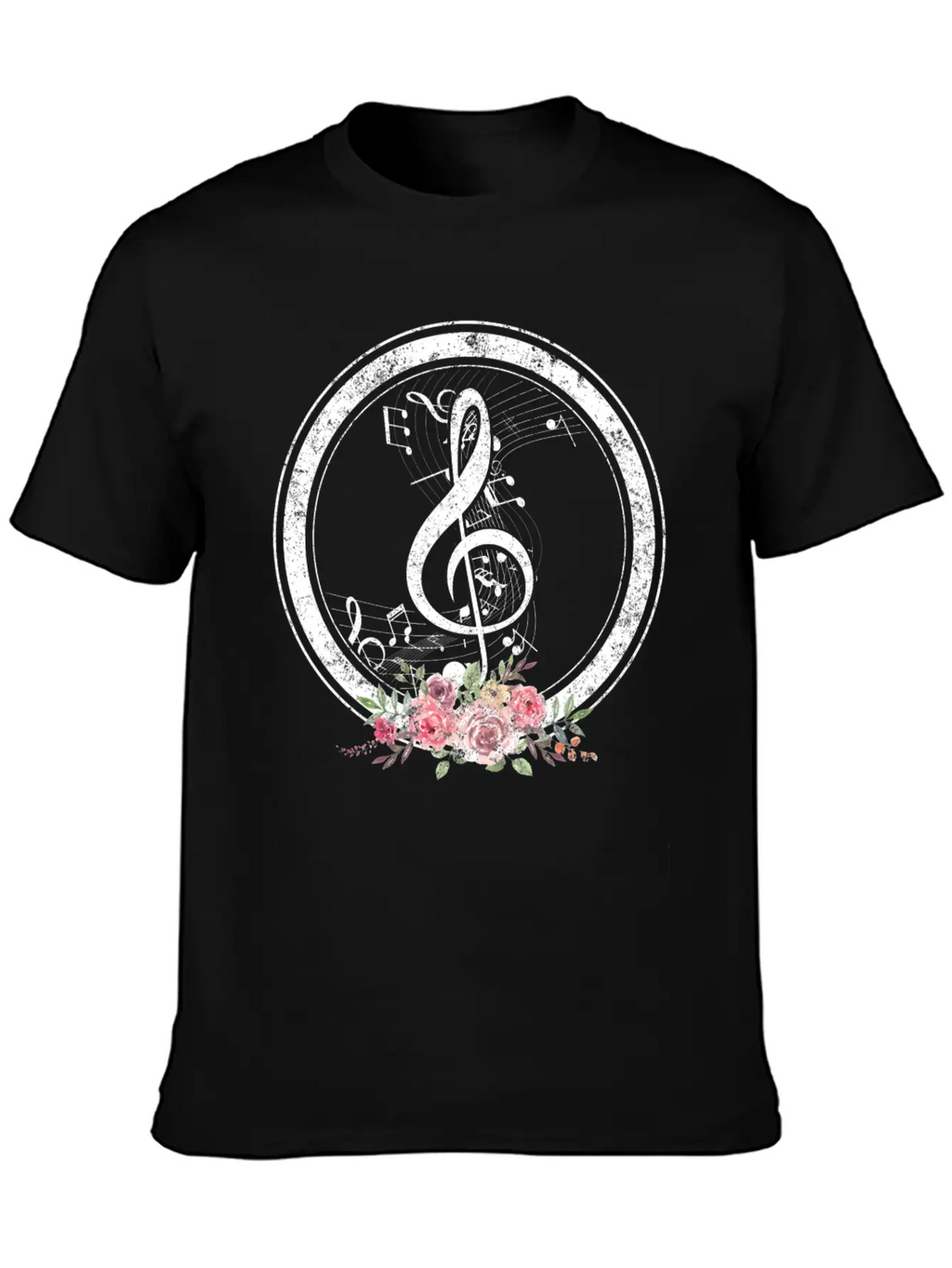 Music Shirt, Cut Music Notes Clef Floral Tee, Casual Graphic T-Shirt – Simple And Comfortable Daily Wear