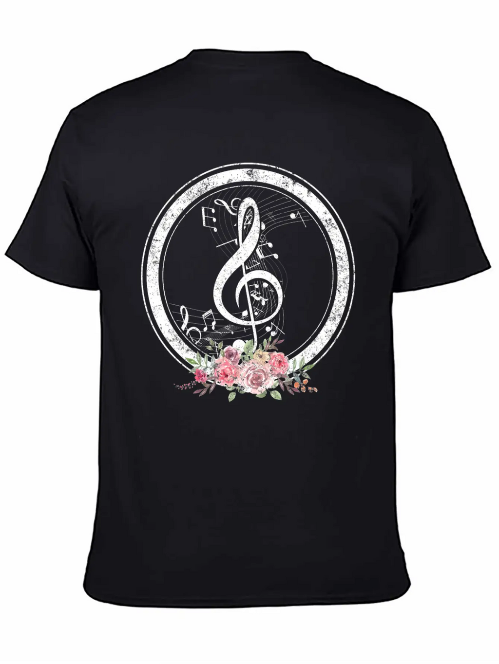 Music Shirt, Cut Music Notes Clef Floral Tee, Casual Graphic T-Shirt – Simple And Comfortable Daily Wear