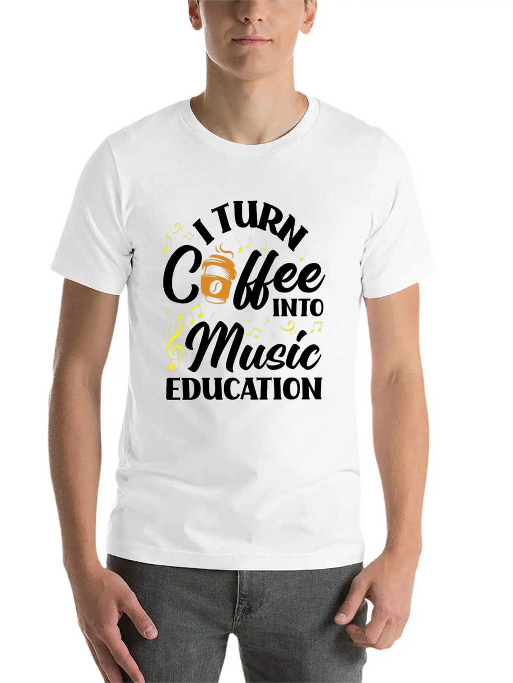 Music Teacher Coffee Lover Breathable Soft Cotton T-Shirt – Timeless Casual Look