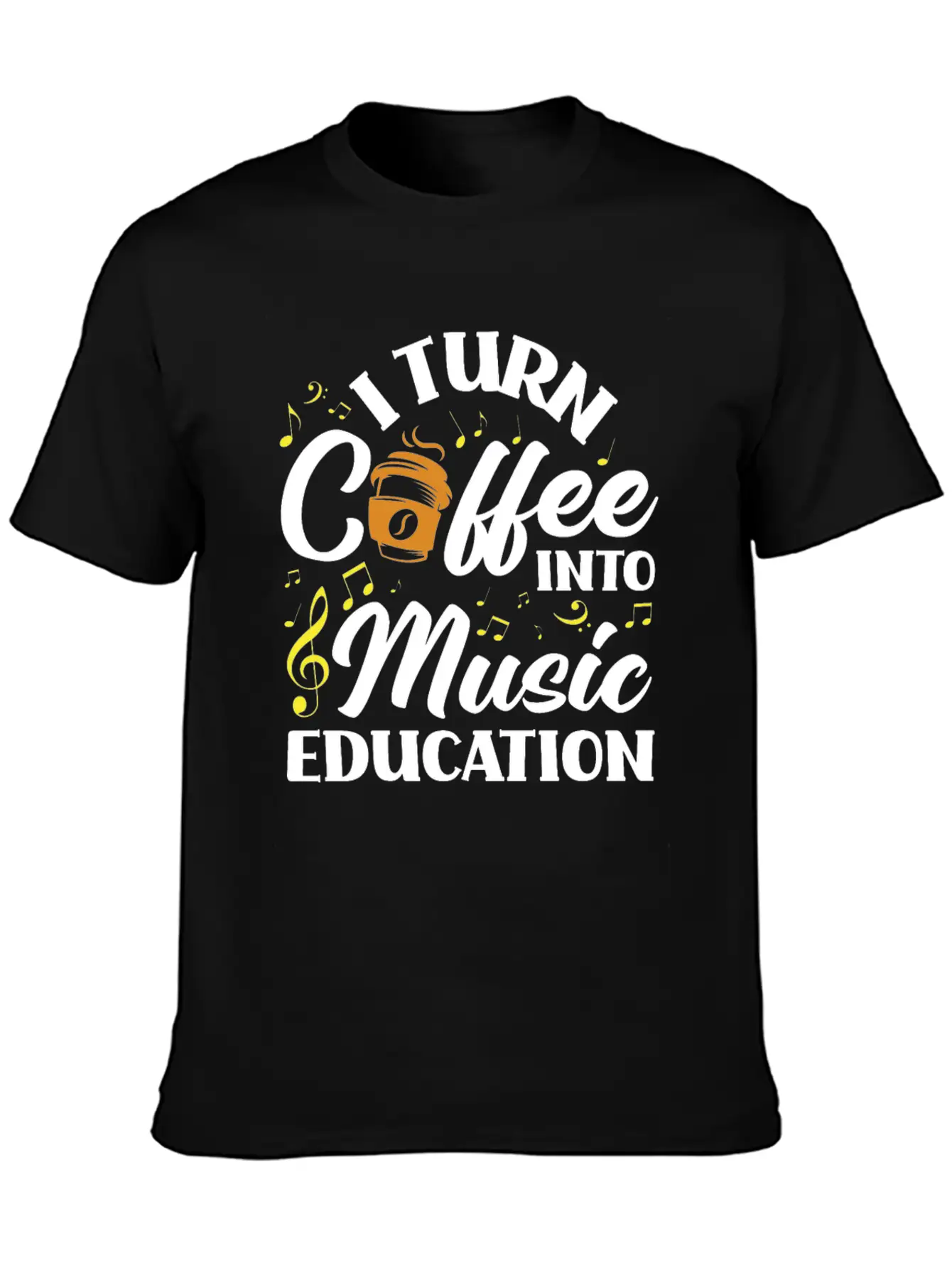 Music Teacher Coffee Lover Breathable Soft Cotton T-Shirt – Timeless Casual Look